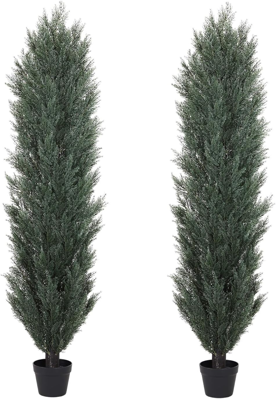 THE BLOOM TIMES 6ft Tall Topiary Trees Artificial Outdoor – UV Resistant Faux Cedar Pine Cypress Bushes and Shrubs, Fake Potted Plants for Front Porch Outside Planter Patio Decor, Set of 2 (6 Foot)