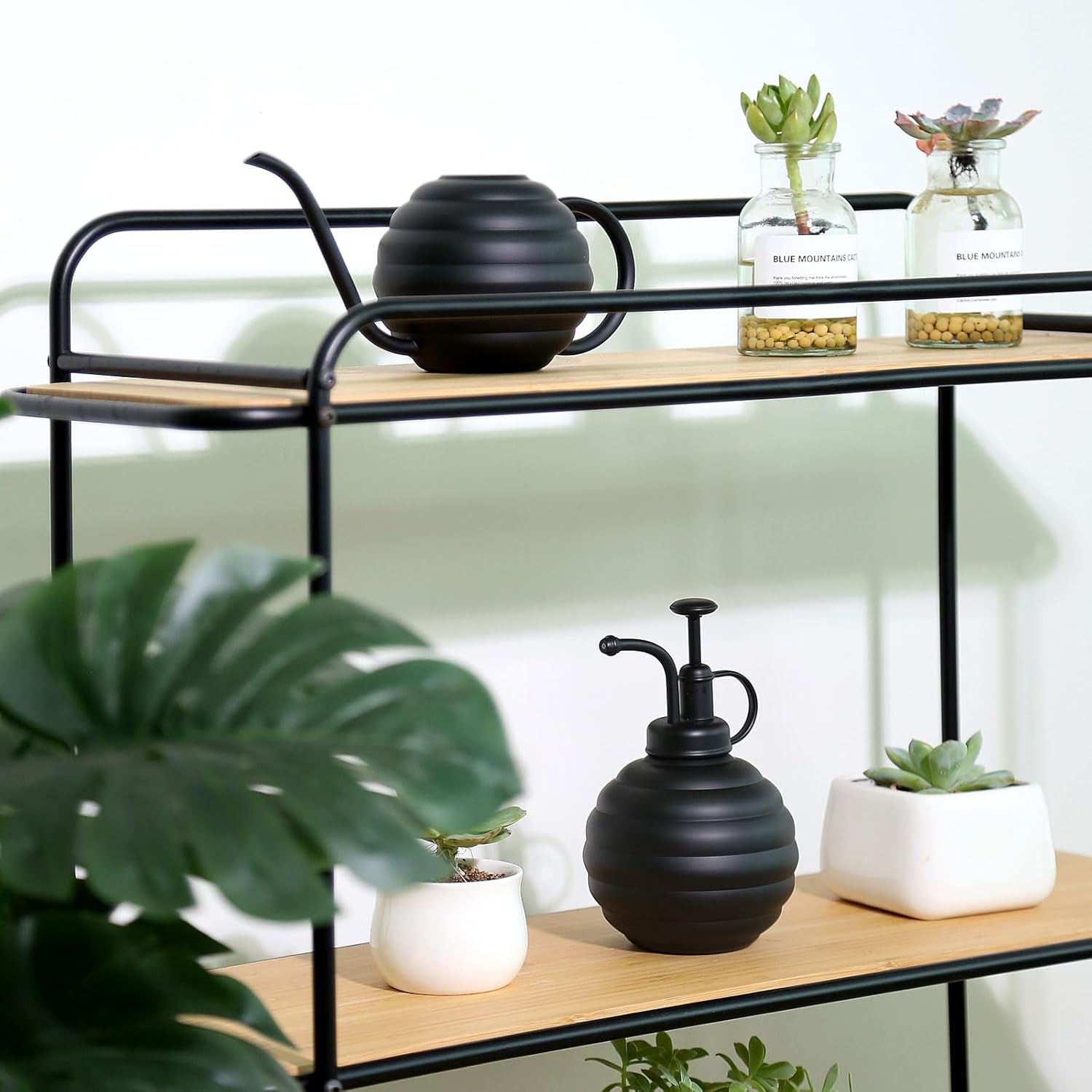 Plant Watering Bottle, 400ml/14oz, Retro Style Watering Can, Frosted (Black)