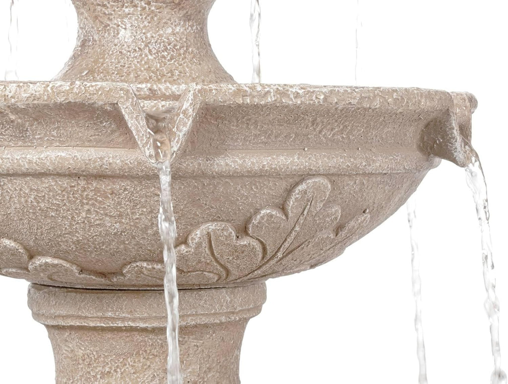 Stafford 48" High Large Traditional Italian Indoor Outdoor Decor Faux Stone Floor Fountain Waterfall 3-Tier Standing Basin Water Feature for Outside Garden Patio Yard Backyard Porch - John Timberland