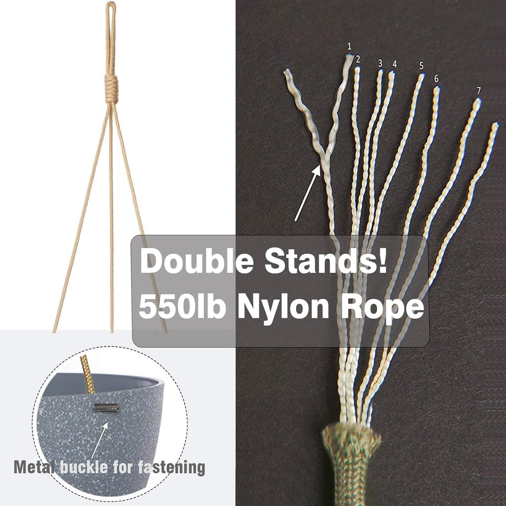 12 Inch 2 Pack Large Hanging Planters for Indoor Outdoor Plants, Plastic Hanging Basket Pots for House Plants Flowers, Grey