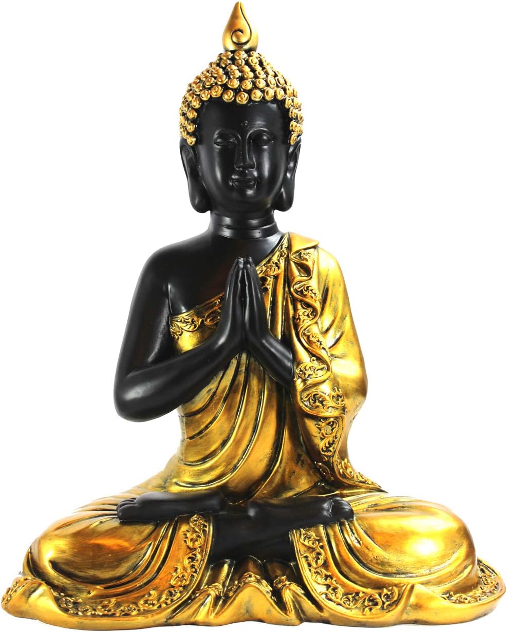 Seraphic Large Golden Meditation Buddha Statue for Indoor, Outdoor, and Home Decor, Gold, 13" Tall
