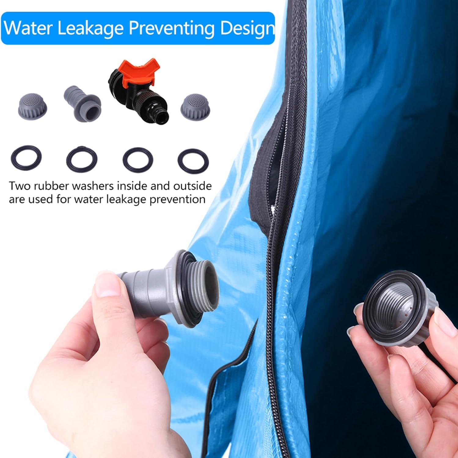 Collapsible Rain Barrel, 100 Gallon Portable Rainwater Collection System, Water Storage Tank, Rain Catcher Barrel with Spigots and Overflow Kit, Rain Water Barrel Collector for Garden, Blue