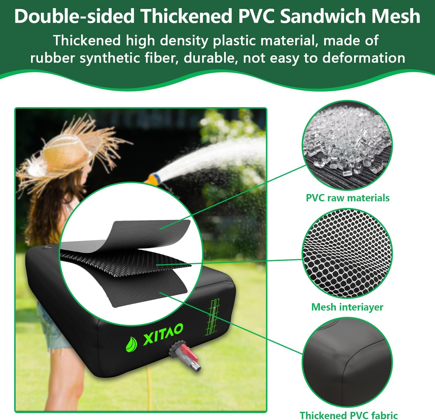 XITAO 63Gal Water Storage Bladder w/Water Level Indicator, Large Capacity Foldable Water Storage Containers, Portable Emergency Water Tank Water Bag for RVs, Fire Prevention, Irrigation