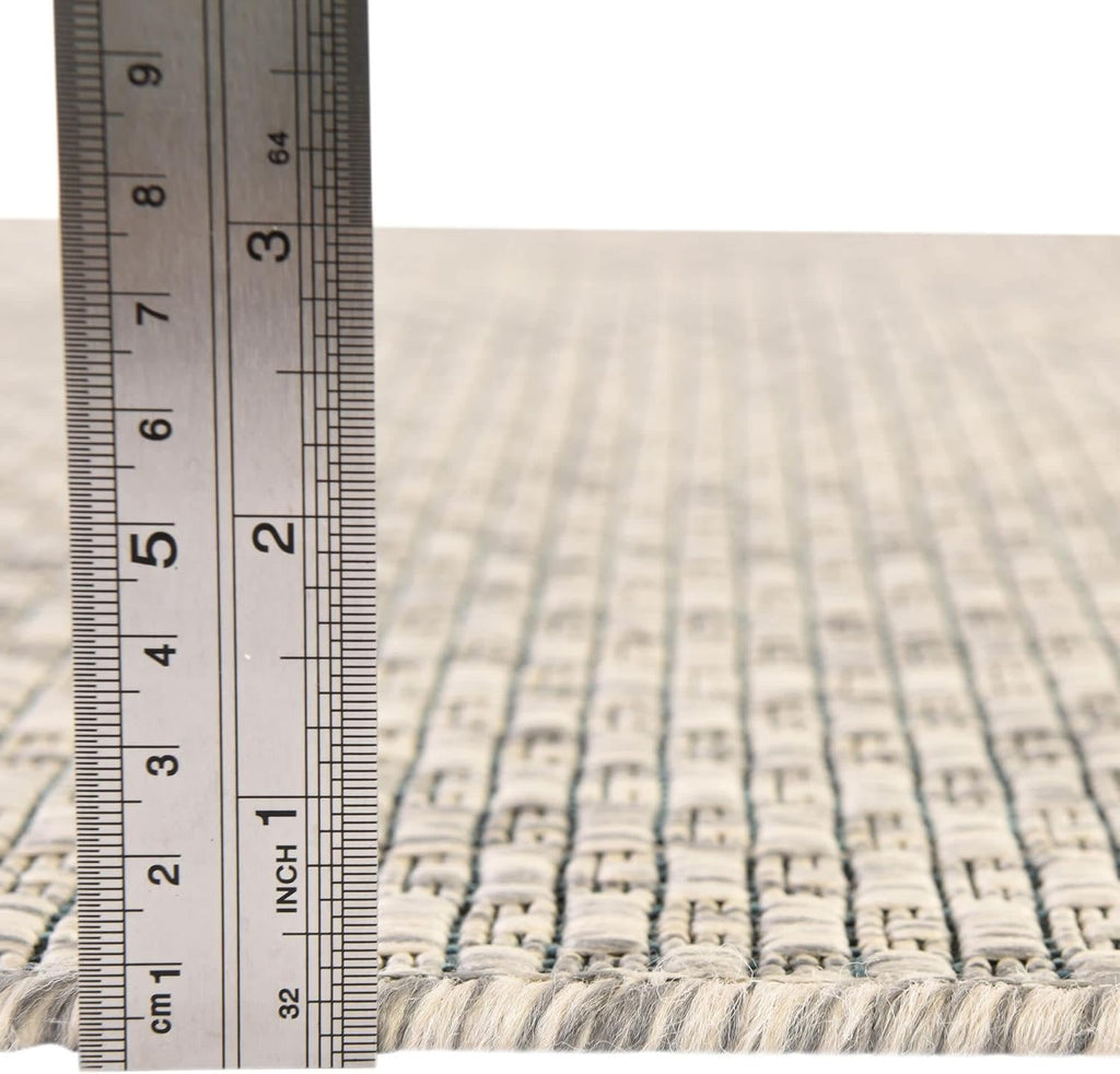 Unique Loom Collection Casual Transitional Solid Heathered Indoor/Outdoor Flatweave Area Rug (5' 1" x 8' Oval, Light Gray/Ivory)