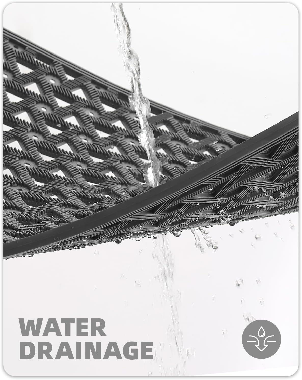 Color&Geometry Door Mat Outside Entrance with Drainage, Rubber Heavy Duty Dirt Trapper Waterproof Outdoor Welcome Mat, Outdoor Mats All Weather for Front Back Door Patio Entryway Entry,19"X30" Grey