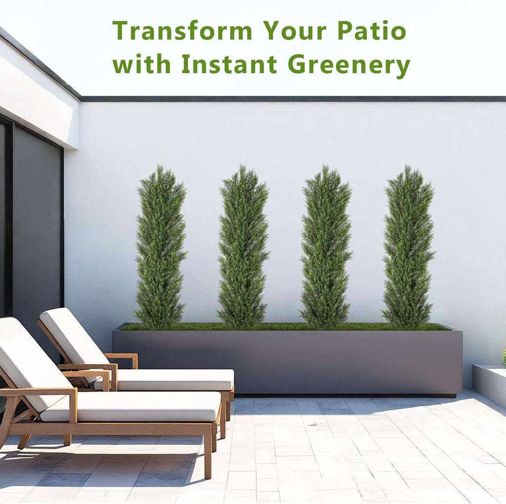 THE BLOOM TIMES 6ft Tall Topiary Trees Artificial Outdoor – UV Resistant Faux Cedar Pine Cypress Bushes and Shrubs, Fake Potted Plants for Front Porch Outside Planter Patio Decor, Set of 2 (6 Foot)