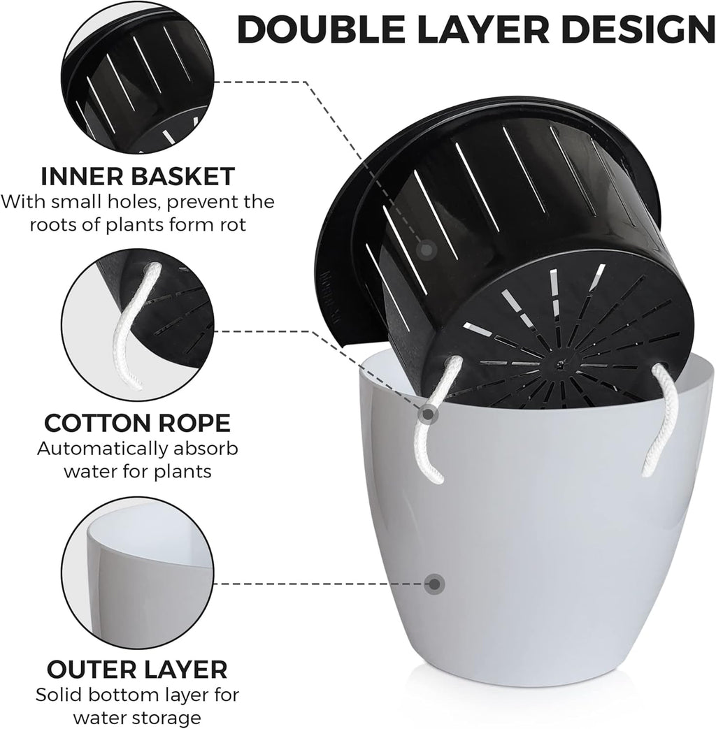 ShoppeWatch Wall Planters for Indoor Plants 7 Pack | Hanging Planters Large 7 Inch with Hooks | Wall Pots for Plants | 7.28 x 6.1 inches - PL35