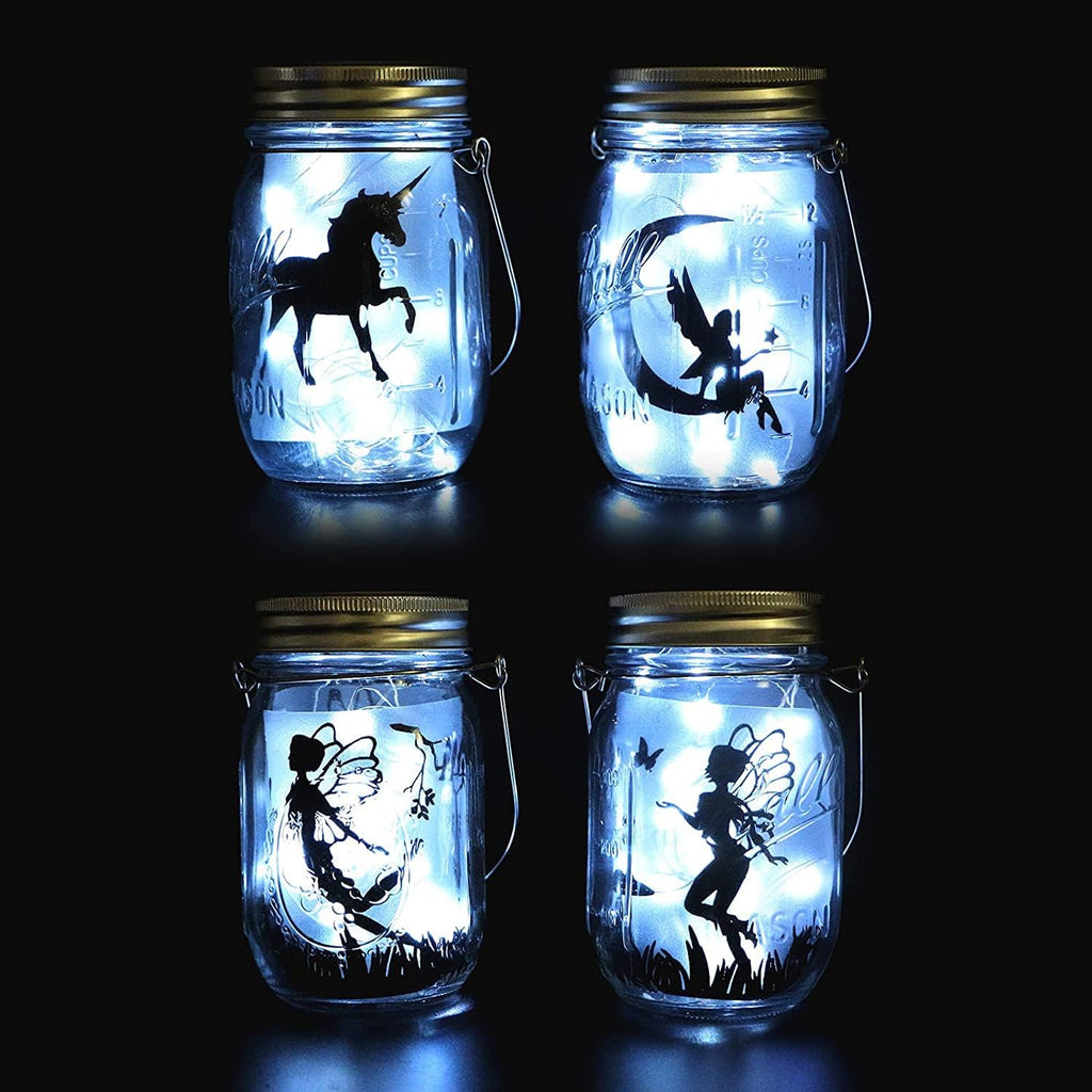 Solar Mason Jar Lights Lids, 8 Pack 30 Led Fairy Lights(Jars Not Included), Outdoor Hanging Mason Jar Solar Lights, Fairy in a Jar Solar Firefly Lights for Patio Garden Table Decor