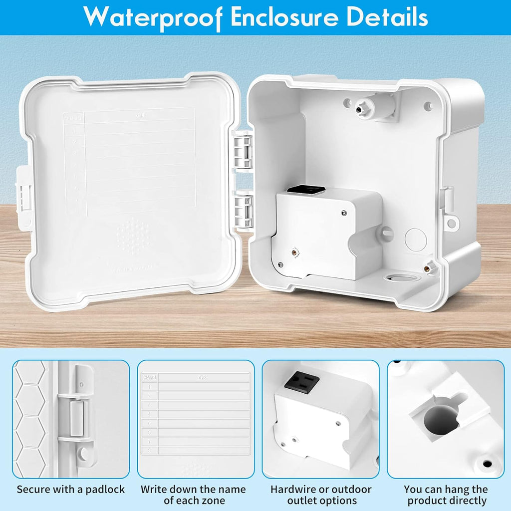ImoLaza Waterproof Sprinkler Controller Box, Weatherproof Outdoor Enclosure for ImoLaza Sprinkler Controllers, Compatible 4 Zones, 6 Zones, 8 Zones, 12 Zones, 16 Zones