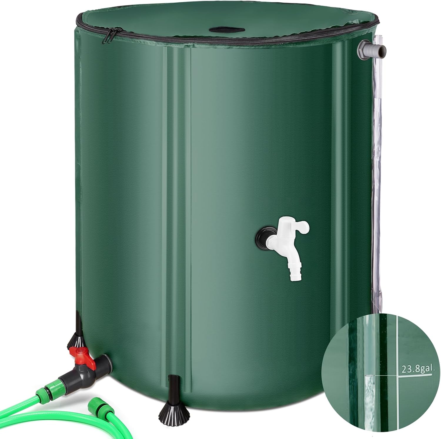 Rain Barrels to Collect Rainwater from Gutter - Portable Water Storage Tank Water Barrel Rainwater Collection System Rain Catcher Include Filter Two Spigots and Overflow Kit (53 Gallon,Green)