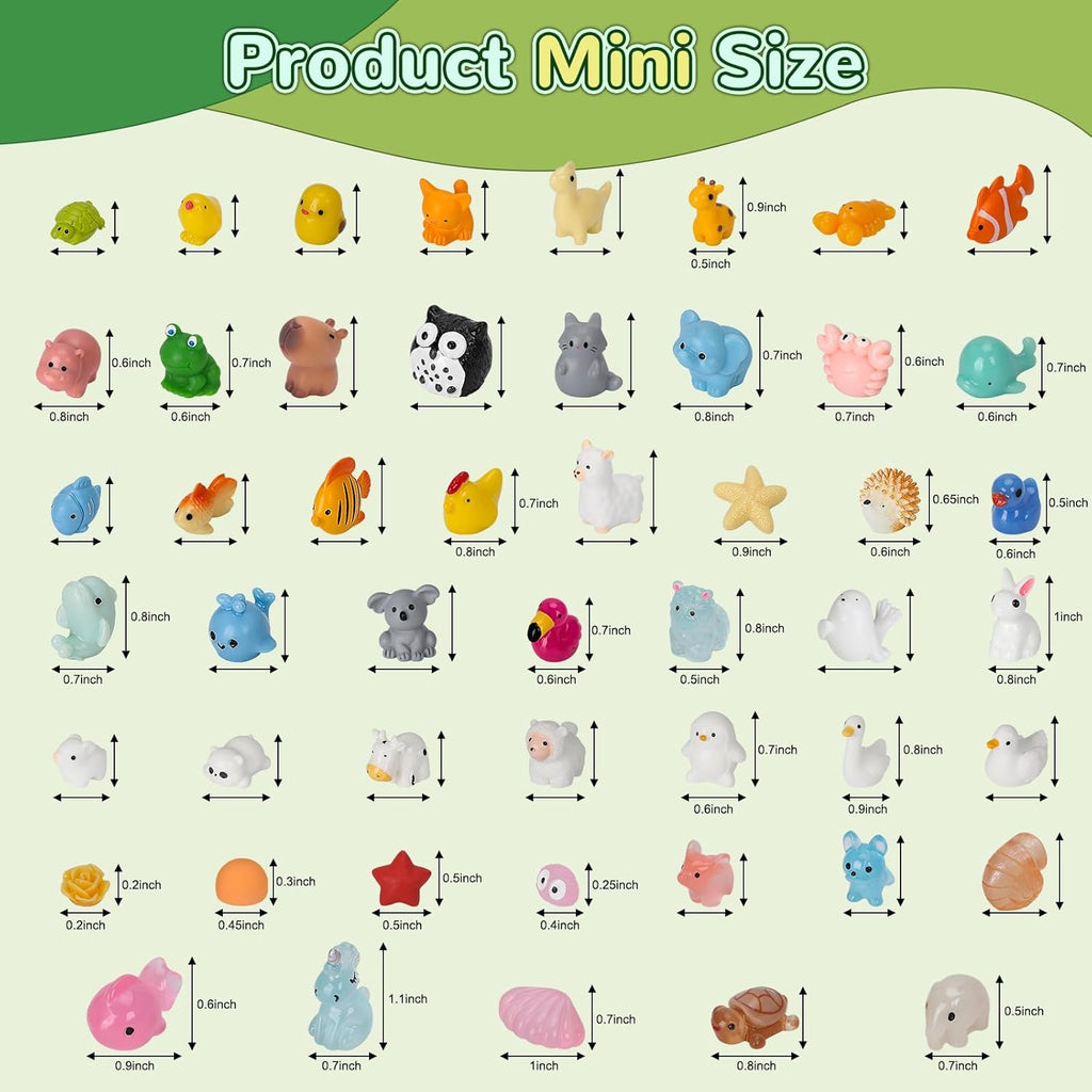 150 Pcs Mini Resin Animals, Miniature Animals to Hide Luminous Tiny Figurines Bulk Glow in The Dark Bulk for Fairy Garden Aquarium