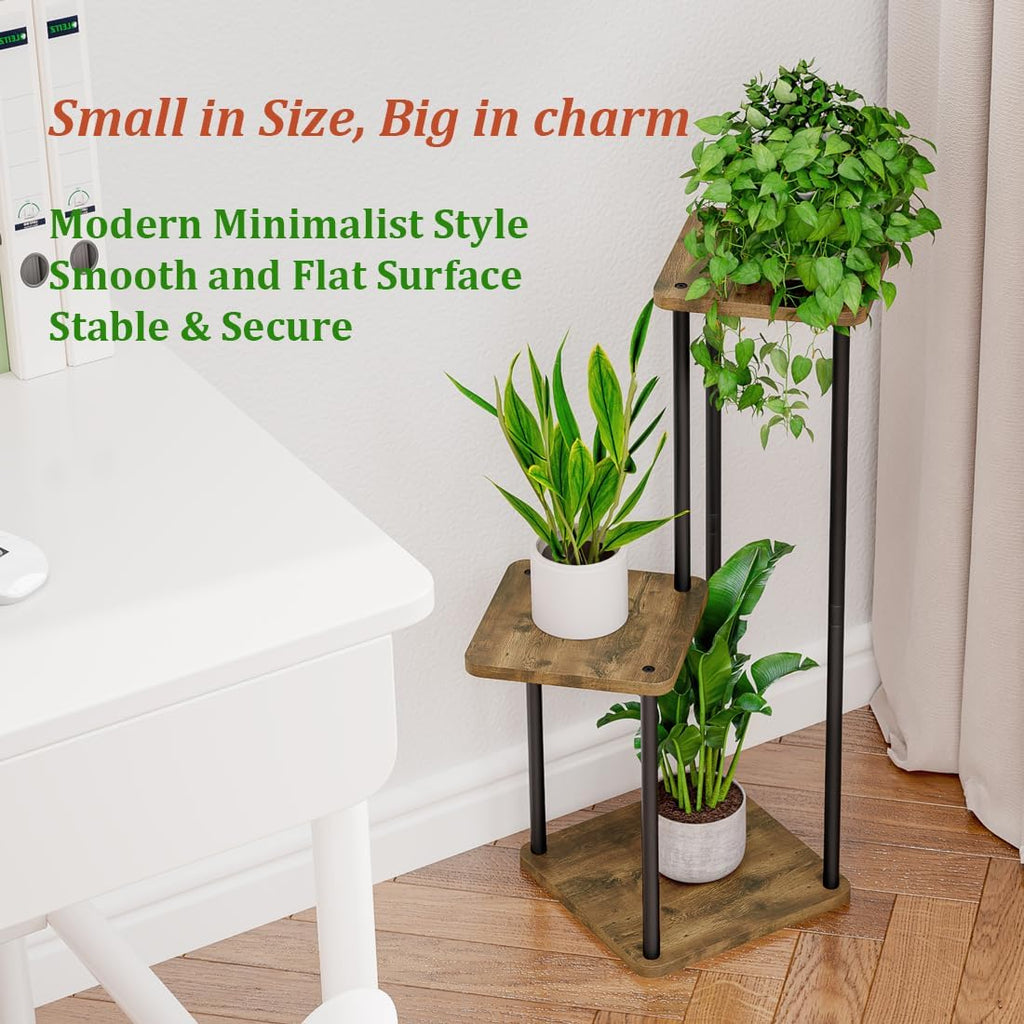 AZERPIAN 3 Tier Plant Stand Indoor Metal Plant Shelf for Multiple Plants Corner Flower Holders for Living Room Balcony Bedroom Patio Garden, Black (Black, 3 tier)