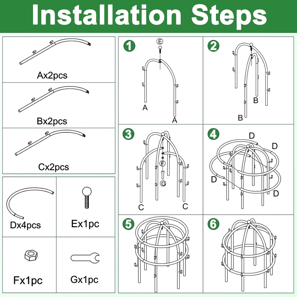 2 Pcs Jardin Bird Cage Plant Support 25" H Large Sturdy Grow-Through Flower Support Peony Cage Climbing Plant Support Trellis Sculptural Garden Decor for Perennial Flowers Vintage Gold