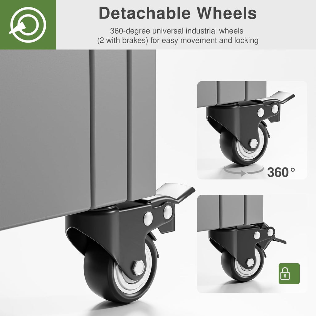 Casaphoria Metal Raised Garden Bed with Trellis and Wheels, 72"x35"x16" Planter Box for Climbing Plants, Vegetables & Vines, Features Drainage Holes and Privacy Screen (Gray-Square)