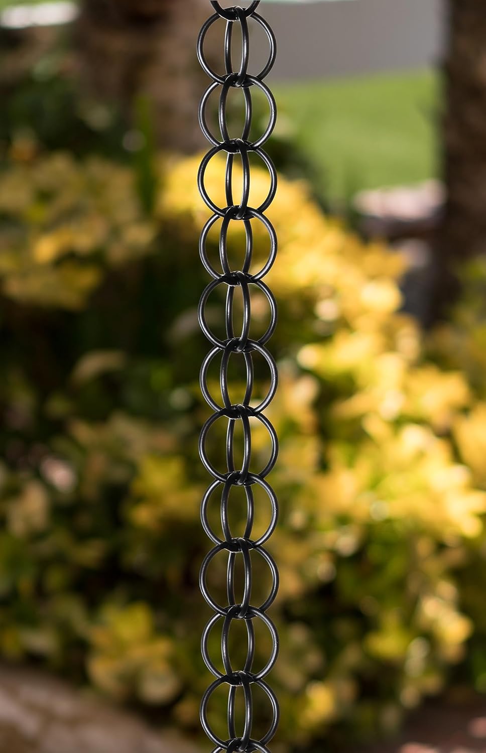 Monarch Rain Chains Aluminum Ring Rain Chain, 8.5 ft Black Powder Coated Aluminum Decorative Rain Catcher Chain for Gutters, Black Aluminum Rain Gutter Replacement Downspout