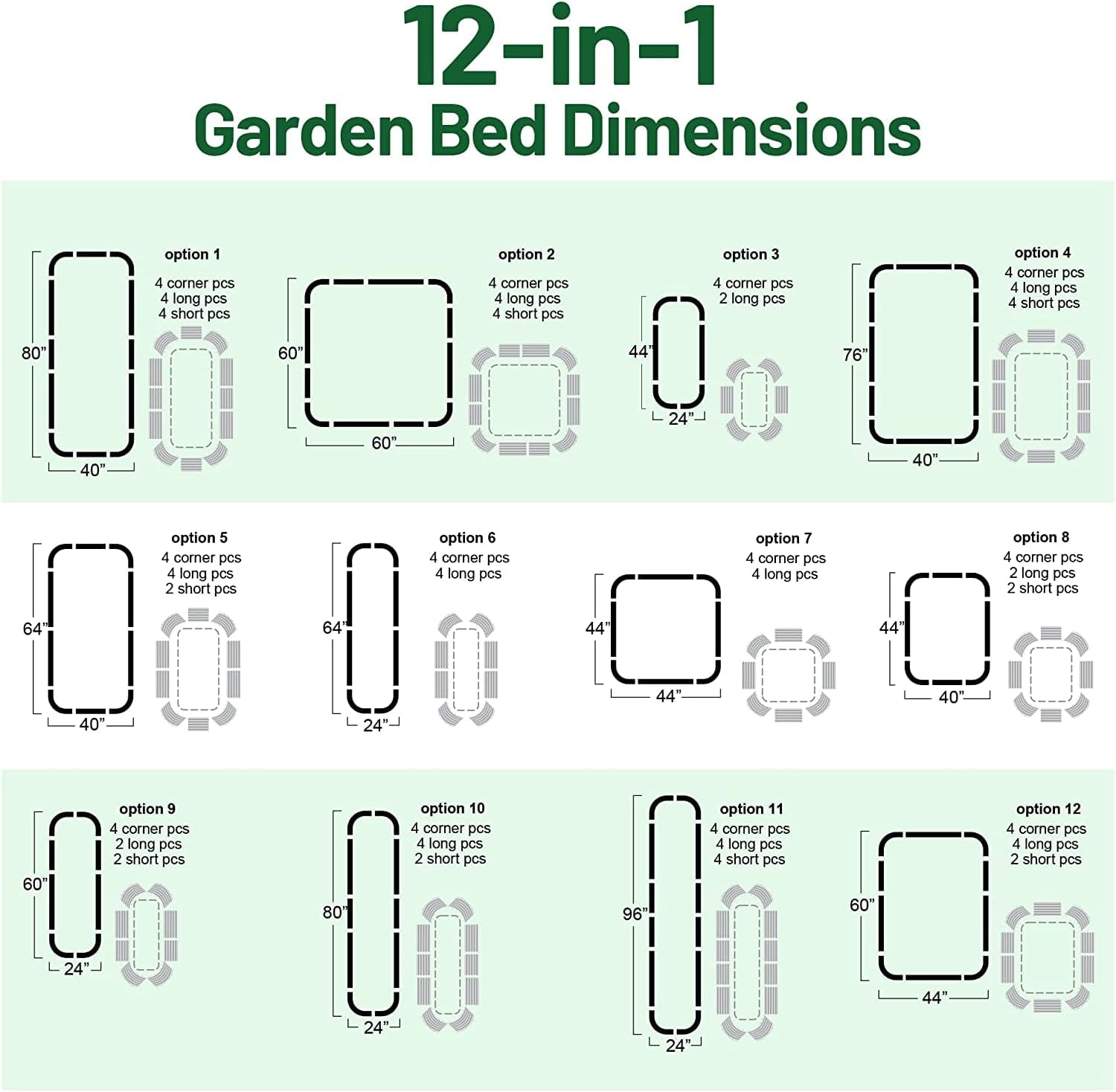 Olle Metal Raised Garden Bed Easy Quick Setup Metal Garden Bed 32" Tall, 12-in-1 for Growing Flowers Herbs DIY Gardening, Sage Green 32" Tall
