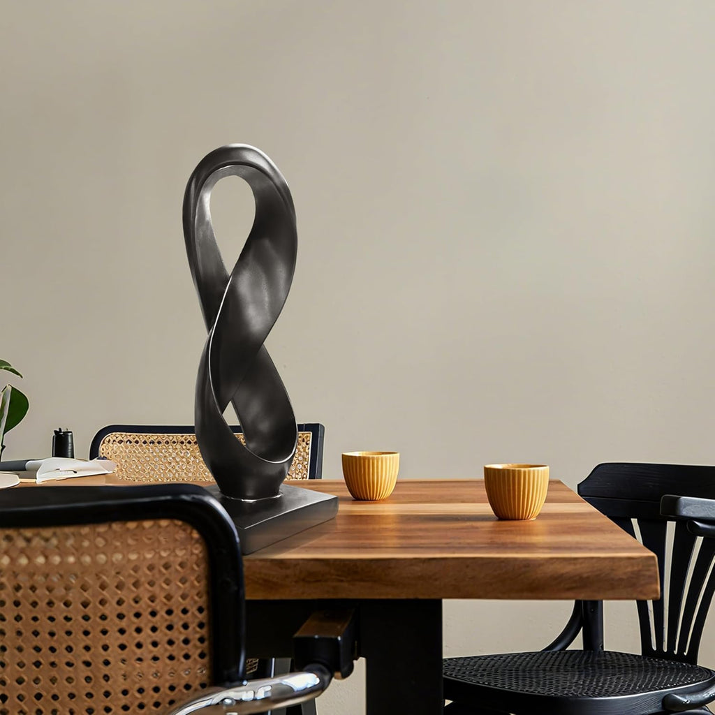 Black Abstract Sculpture Modern Statue for Shelf Desktop Mantel Number Eight Knot Minimalist Decoration
