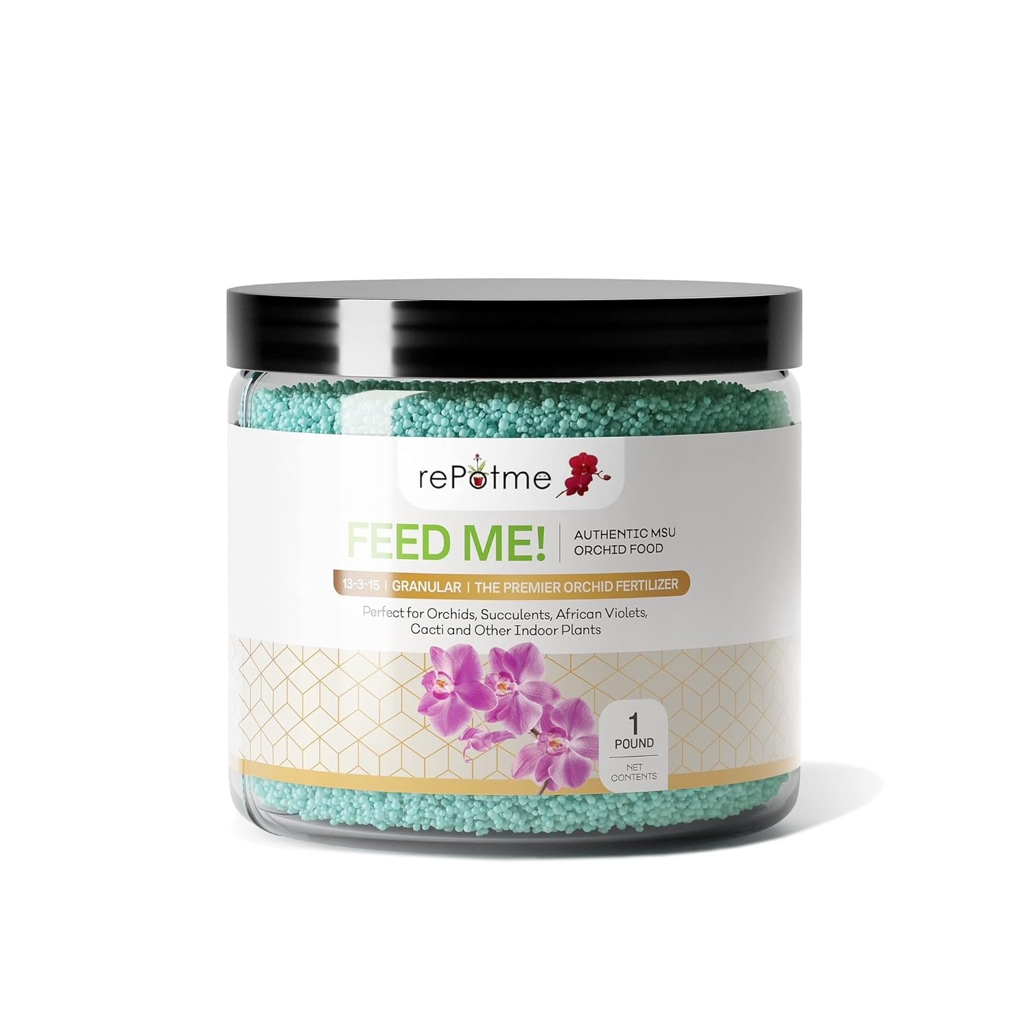 rePotme Orchid Fertilizer - Feed ME! MSU Orchid Food - RO/Rain/Tap Water - 16 oz Jar