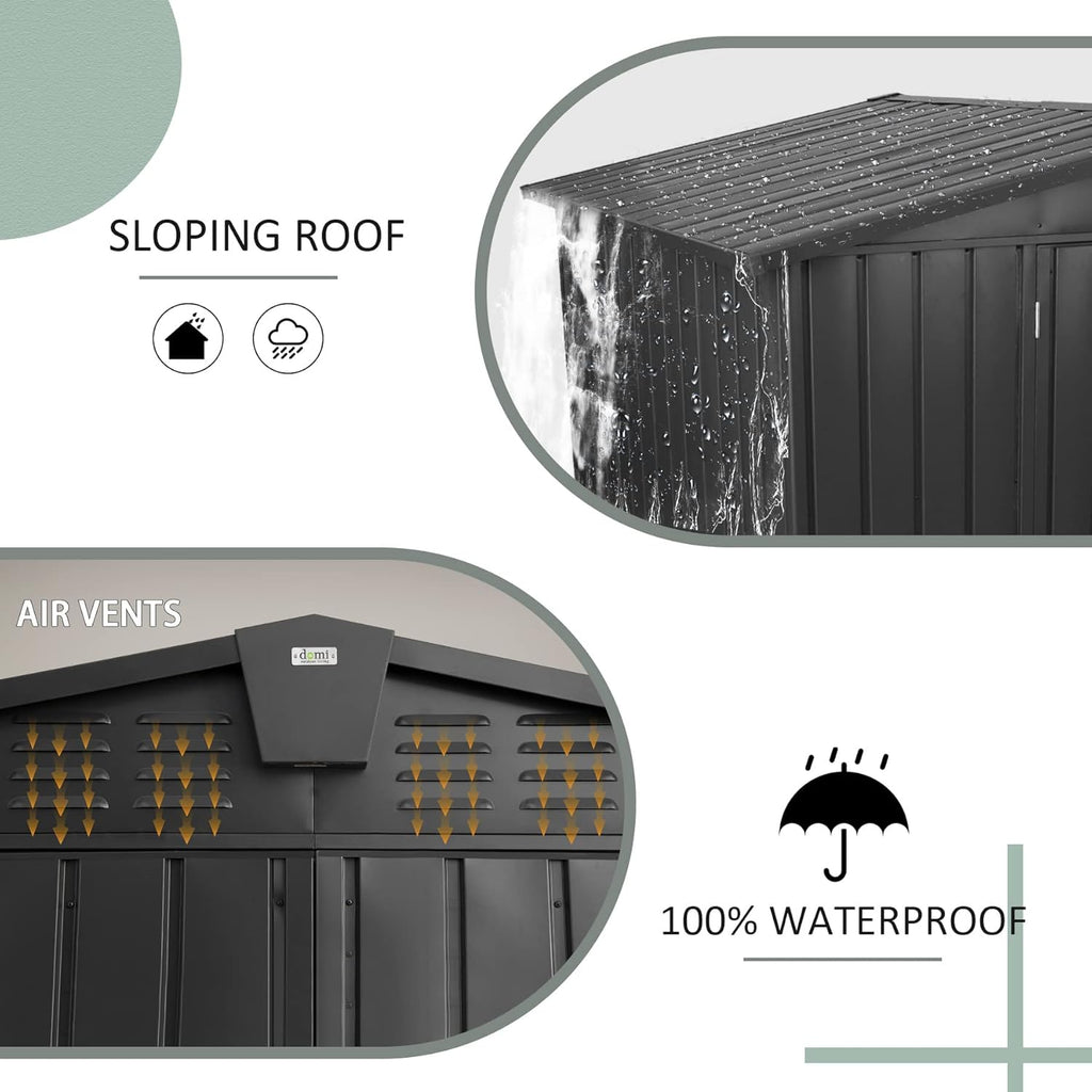 Domi Outdoor Storage Shed 8.2' x 6.2', Metal Steel Utility Tool Shed Storage House with Double Lockable Doors & Air Vent for Backyard Garden Patio Lawn