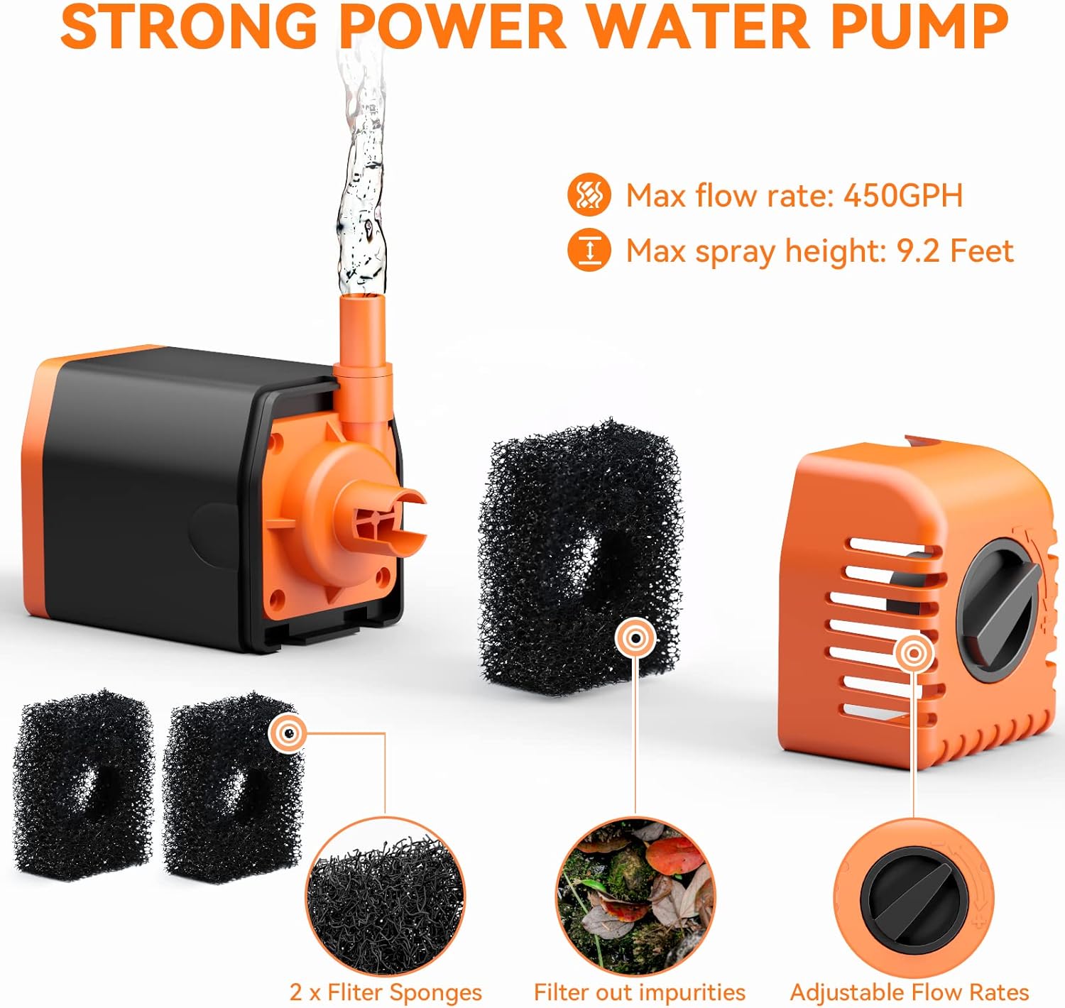 POPOSOAP Solar Water Pump Outdoor, 30 Watt Solar Powered Water Pump with 430GPH Solar Pump, 7 Nozzles, 6.6 Tubing DIY Water Feature for Pond, Fountain, Pool, Garden, Backyard