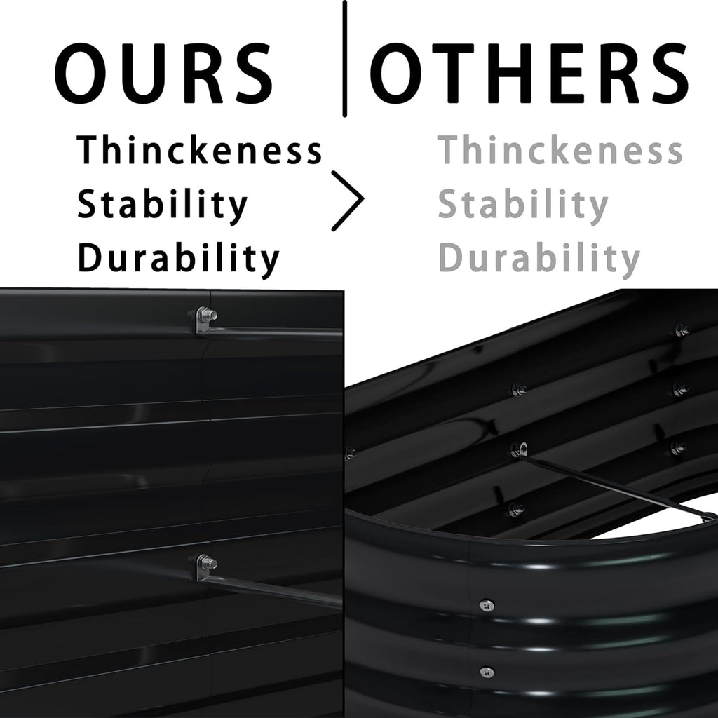 8x4x1ft(2 Pack) Galvanized Raised Garden Bed,Outdoor Planter Box Metal Patio Kit Planting Bed for Vegetables Flowers Herb,Black