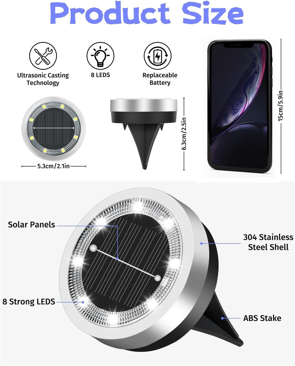 Mini Solar Ground Lights 16 Pack Outdoor IP65 Waterproof Solar Flat Garden Light Solor Powered Disc Pathway Lights for Outside Walkway Yard Landscape Patio Lawn Driveway-Cool White