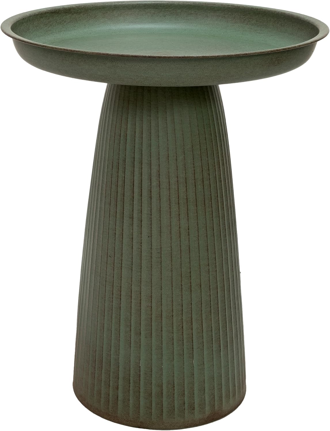 Sunnydaze Gleeful Garden Metal Bird Bath for Outdoors - Large Decorative Iron Birdbath - 23-Inch - Matte Green