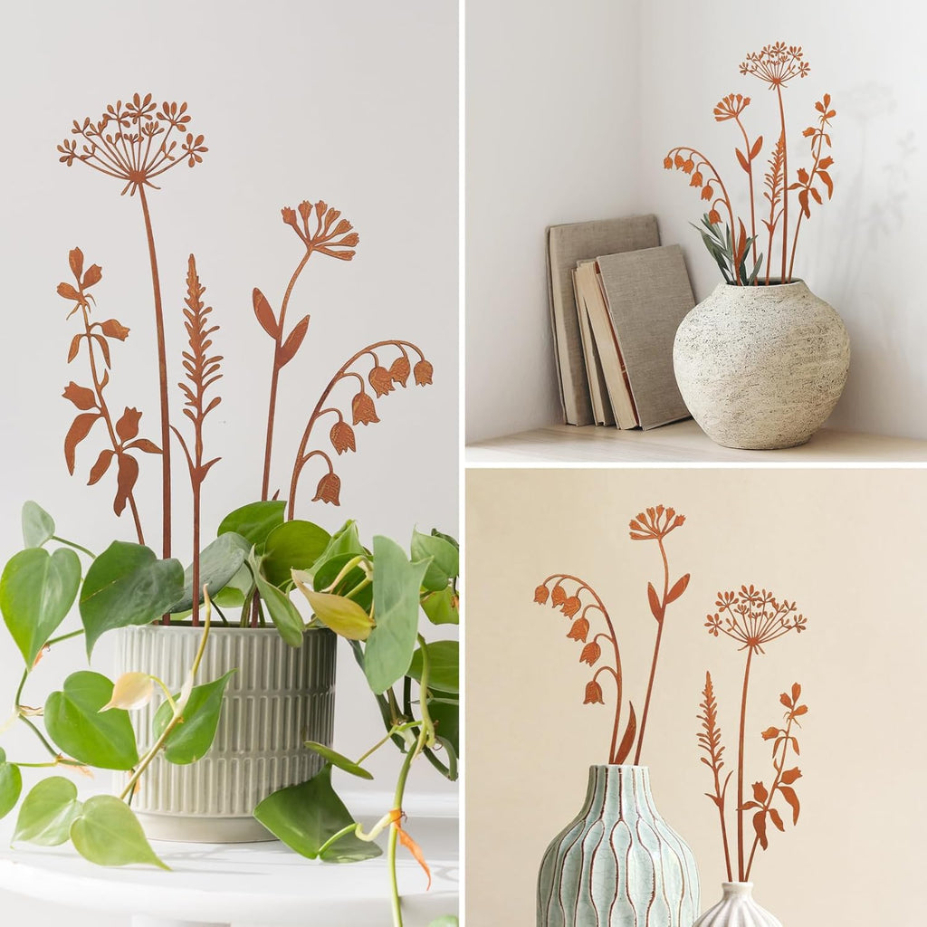 Metal Flowers for Outside,Decorative Garden Stakes,Flower Bed Decor Plant Stakes,Metal Art for Outside,Yard Art Outdoor for Lawn Yard, Walkway and Flower Garden