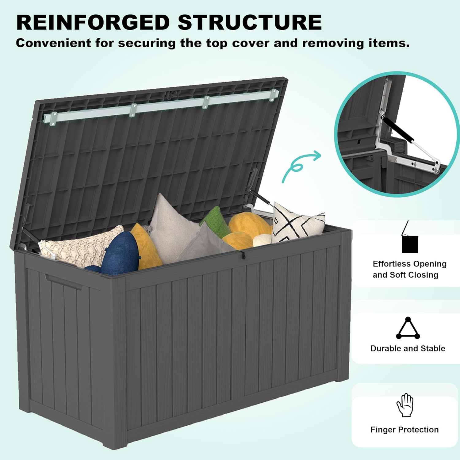 150Gal Outdoor Deck Box Waterproof, Lager Patio Storage Box Indoor and Outdoor Use, Lockable Resin Storage Bin for Patio Furniture Cushions Garden Tools, Package Delivery,UV Resistant-Black