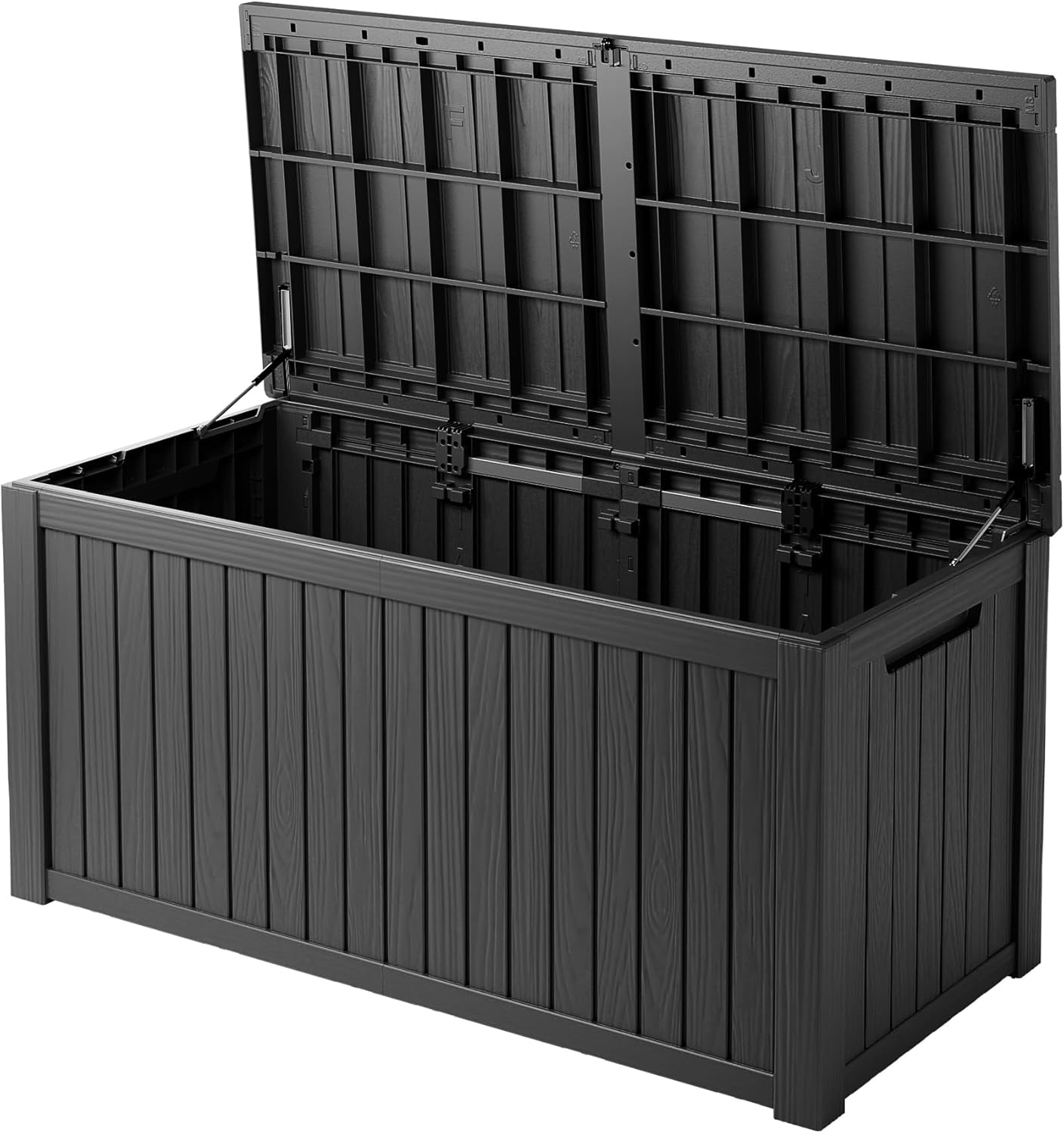 200 Gallon Waterproof Large Resin Deck Box Indoor/Outdoor Lockable Storage Container and Seating for Garden, Pool, and Patio (200 Gallon, Black)
