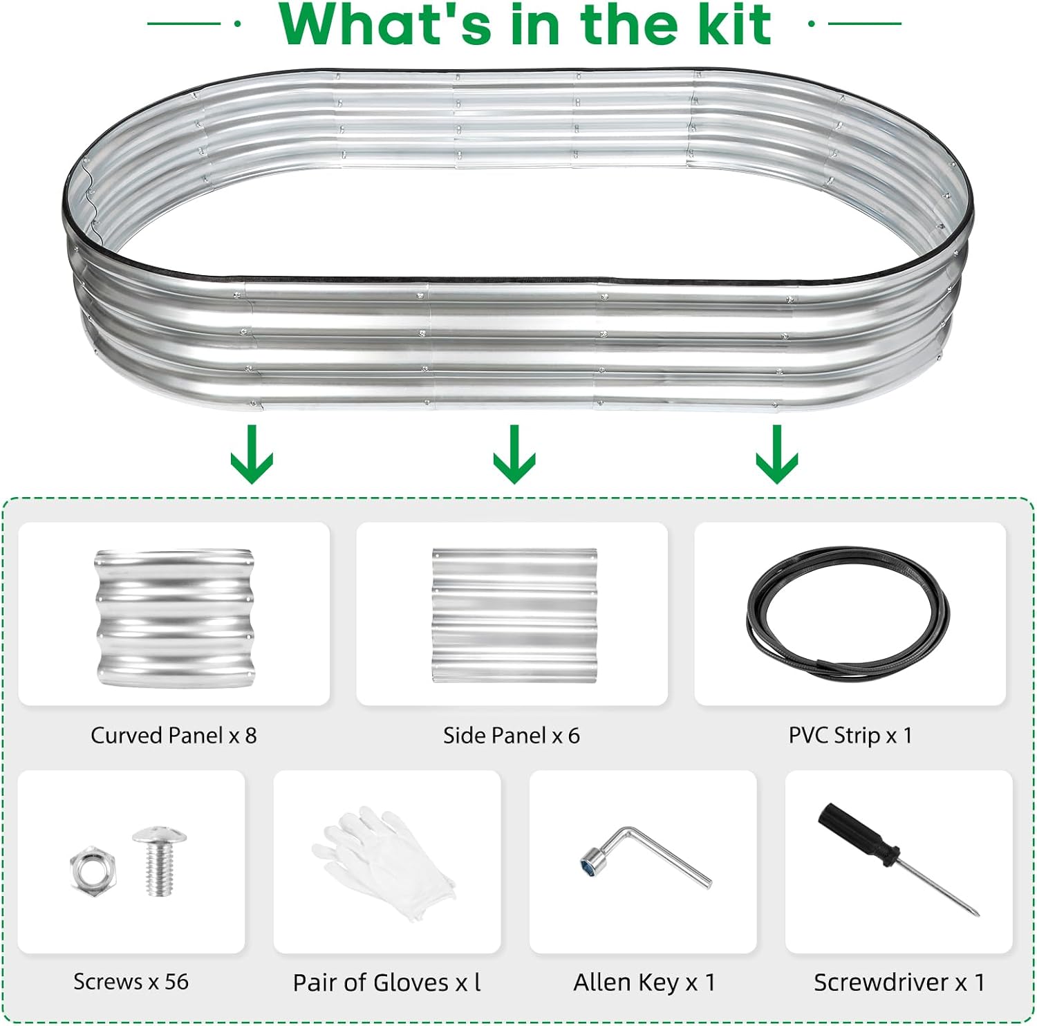JERIA 6×3×1ft Oval Raised Garden Bed,Galvanized Raised Garden Bed Kit Outdoor Metal Gardening Planter Box for Vegetable, Fruits, Flower，Herbs