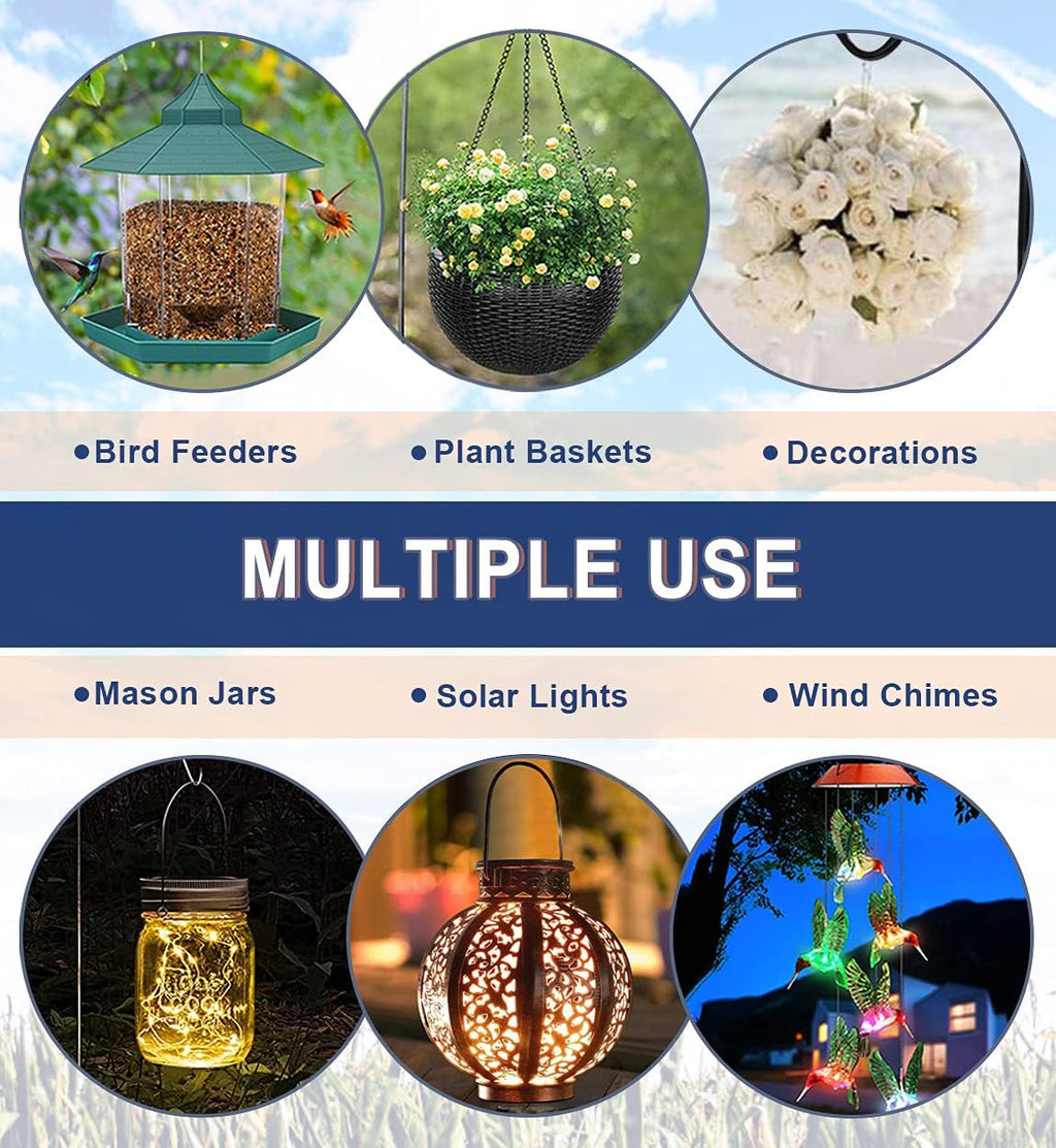 Shepherds Hook for Outdoor Bird Feeders Pole 76 Inch Tall, Adjustable Heavy Duty Garden Hanger Stake Pole with 5 Prong Base, Shiny Black (2 Packs)