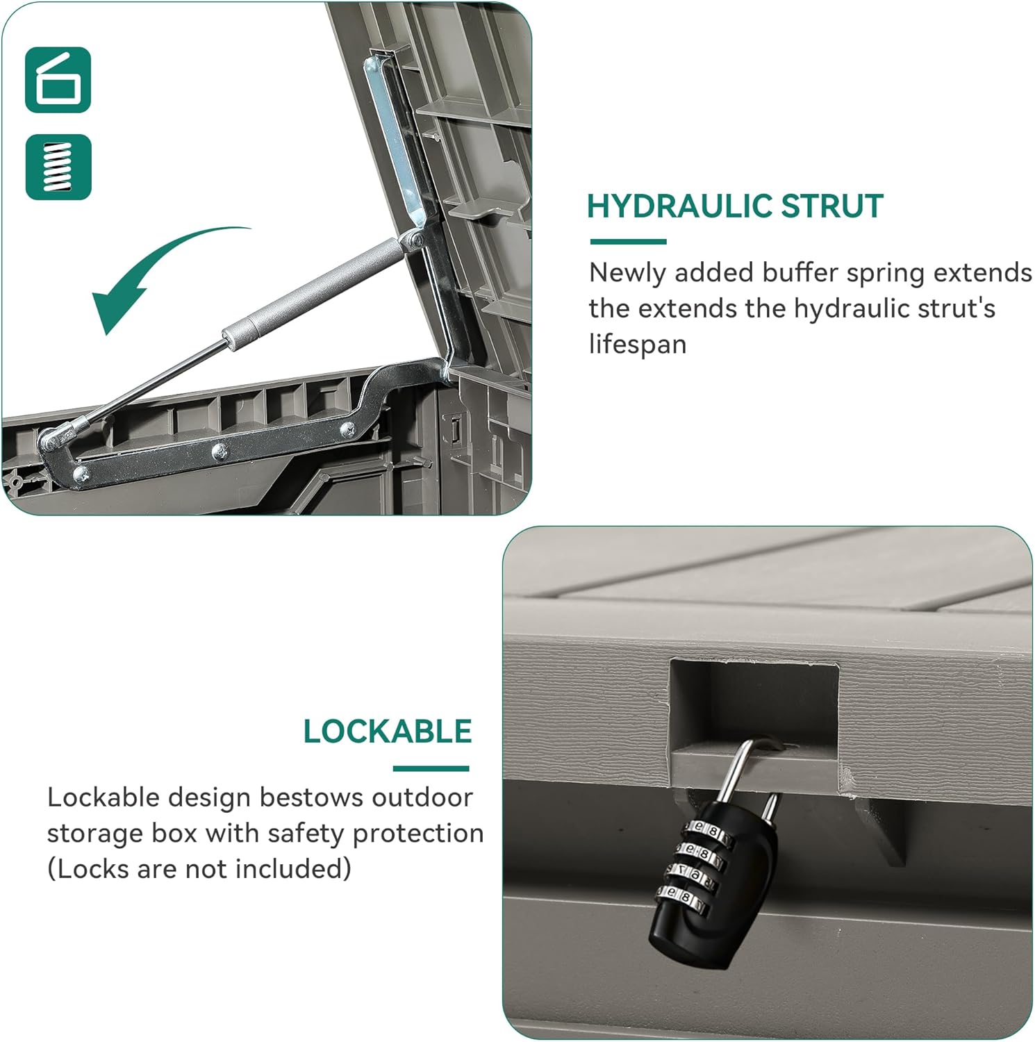 YITAHOME 80 Gallon Outdoor Storage Box, Large Water Resistant Resin Deck Box, Indoor Outdoor Lockable Storage Container for Patio, Garden, Cushions, Tools, Equipment (Taupe)