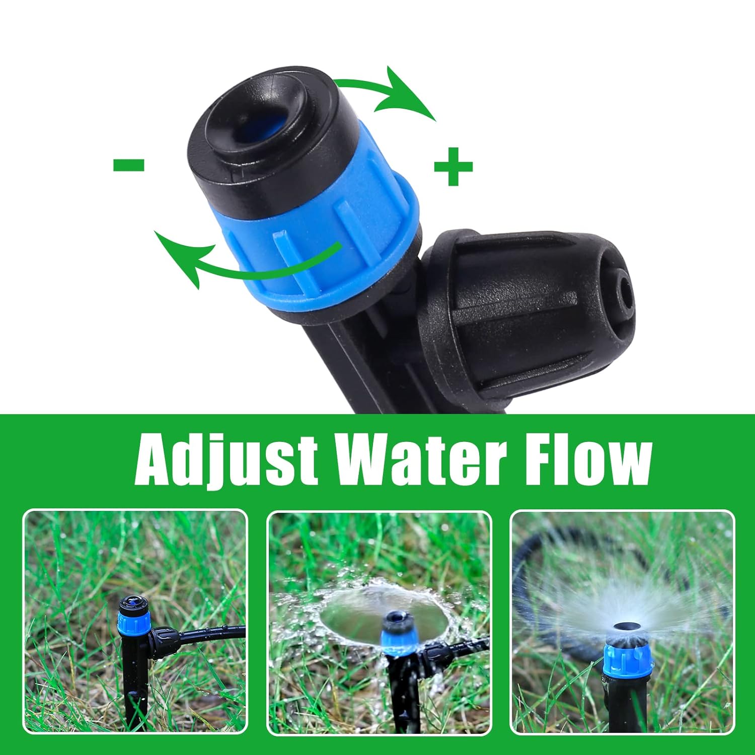 Drip Irrigation Emitters with Adjustable 360 Degree Water Flow Drippers Sprayer for 1/4 inch Tubing, Garden Drippers Sprayer Perfect for House Garden Watering System. (25pcs-Blue 360 Degree Sprayer)
