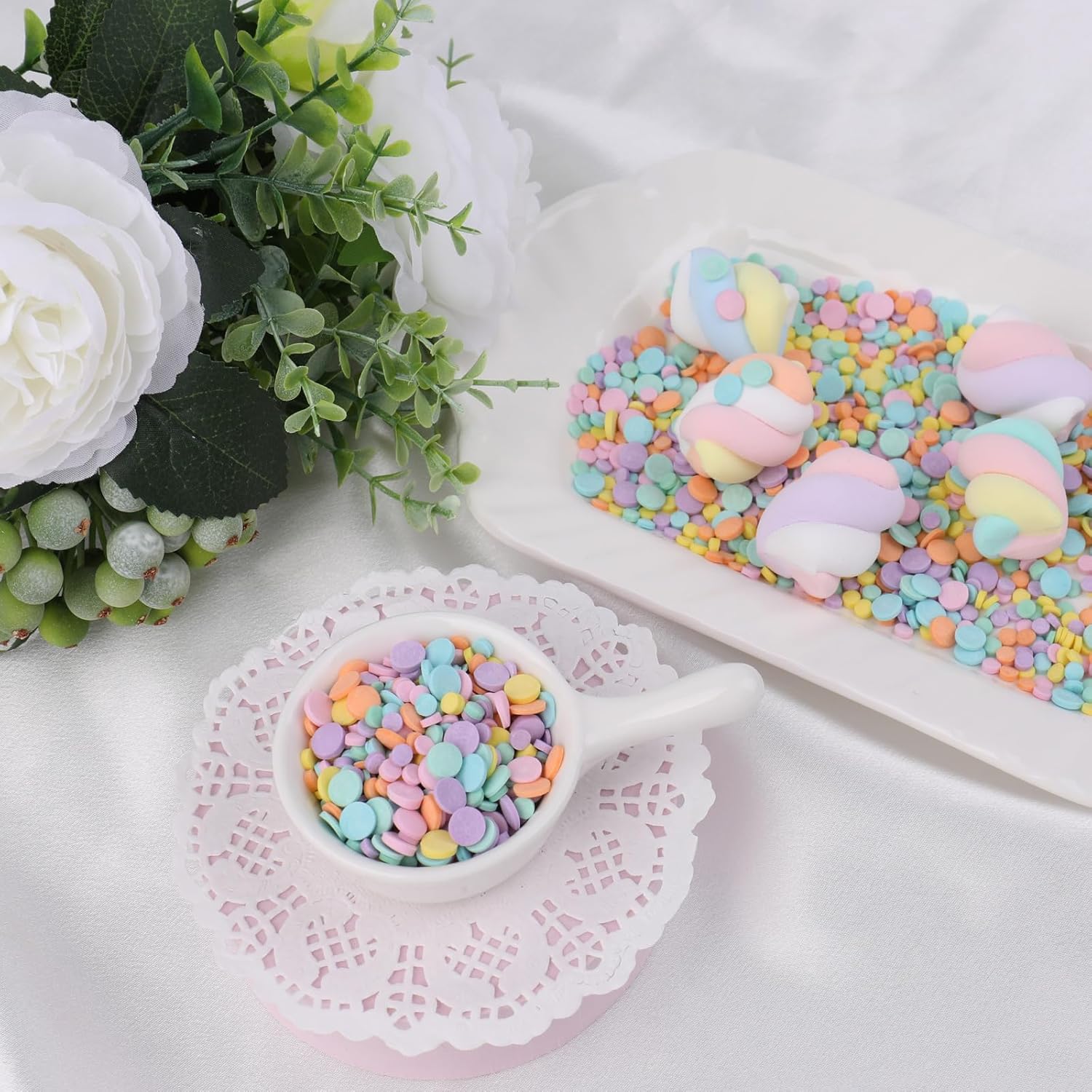 Pastel Confetti Sprinkle for Cake Decorating, Mix Rainbow Flat Round Sugar, Ideal for Cookie, Macaron, Cupcake, Ice Cream Topper
