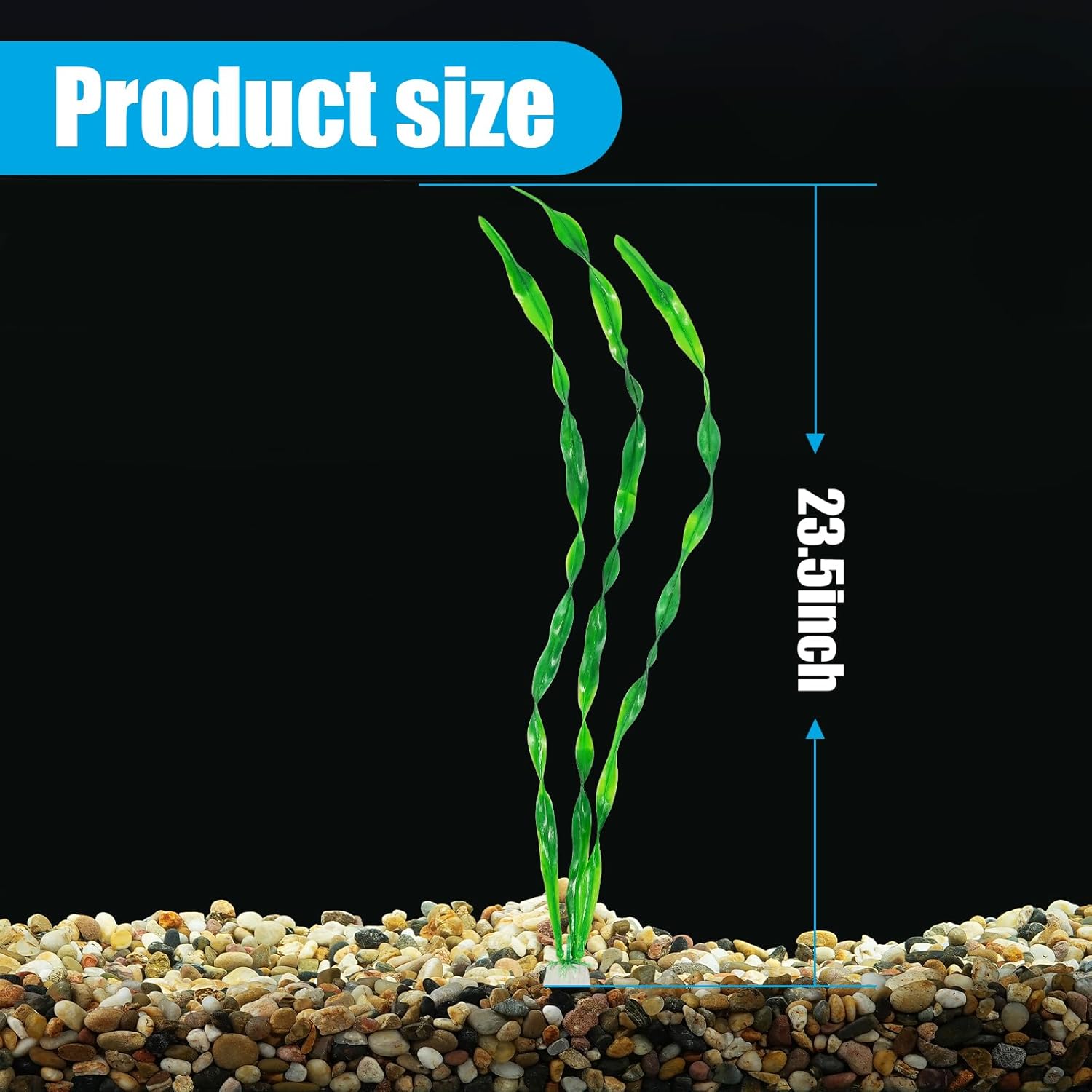 AQUANEAT Fish Tank Artificial Plants, Aquarium Plastic Seaweed Decorations, 23.5Inch Tall Fake Green Accessories, 10 Packs