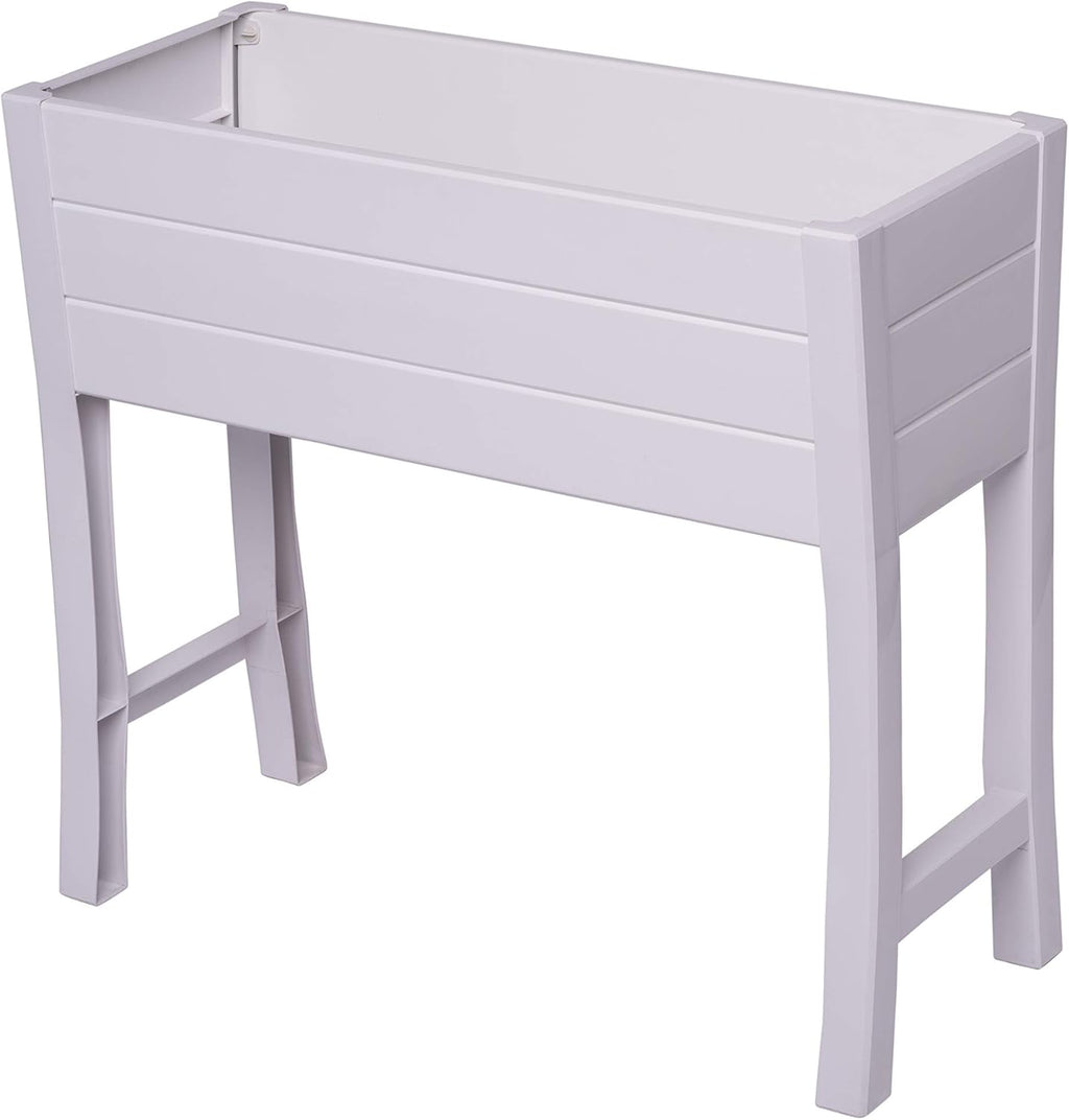 NuVue Products 26020, 36" L x 15" W x 32" H, Polymer with Woodgrain Texture, White Elevated Garden Box