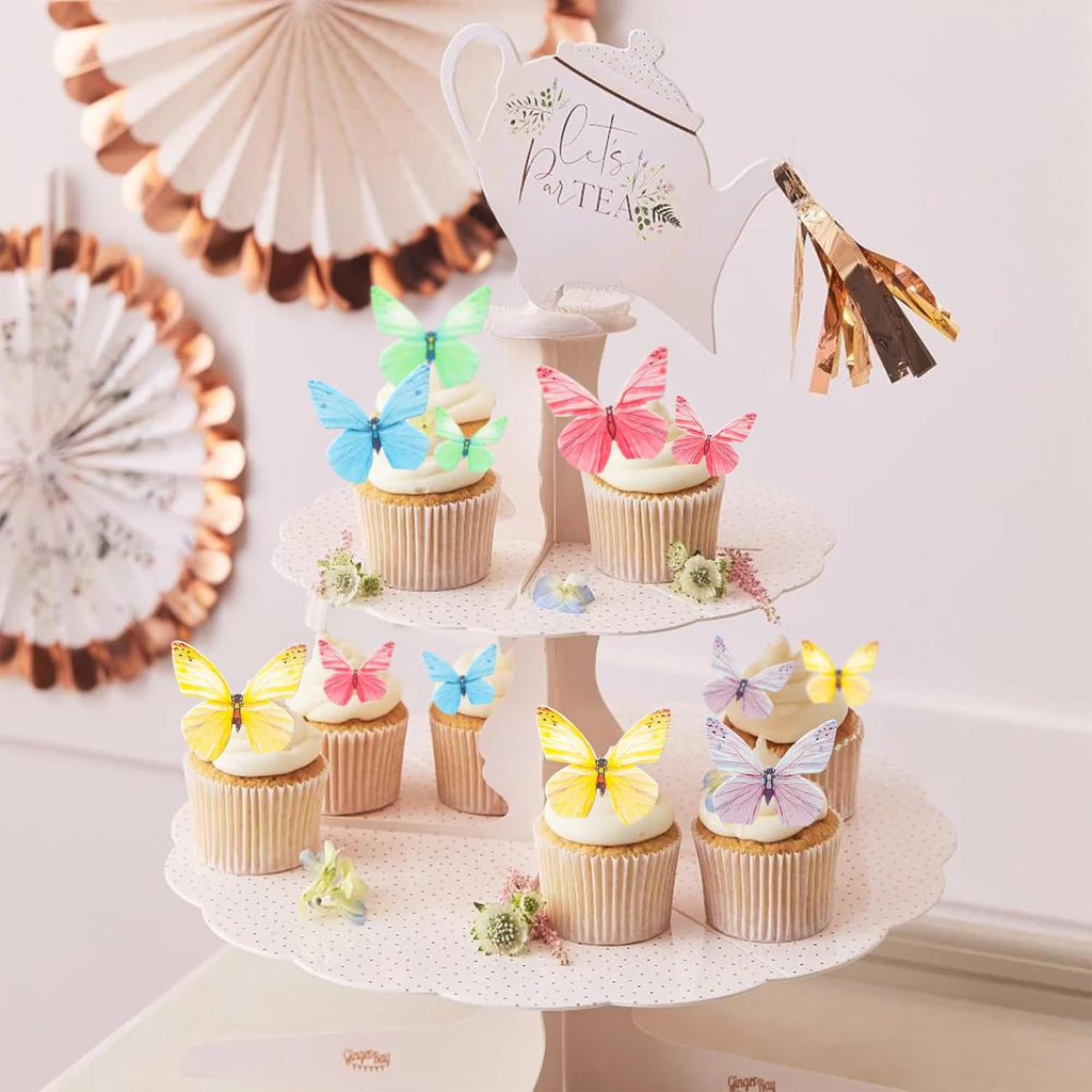 Ephlyn 72Pcs Edible Butterfly Cupcake Toppers Mixed Color Cake Picks Cute Butterfly Cake Decorations for Baby Shower theme Boys Girls Birthday Party Decorations Supplies Colorful