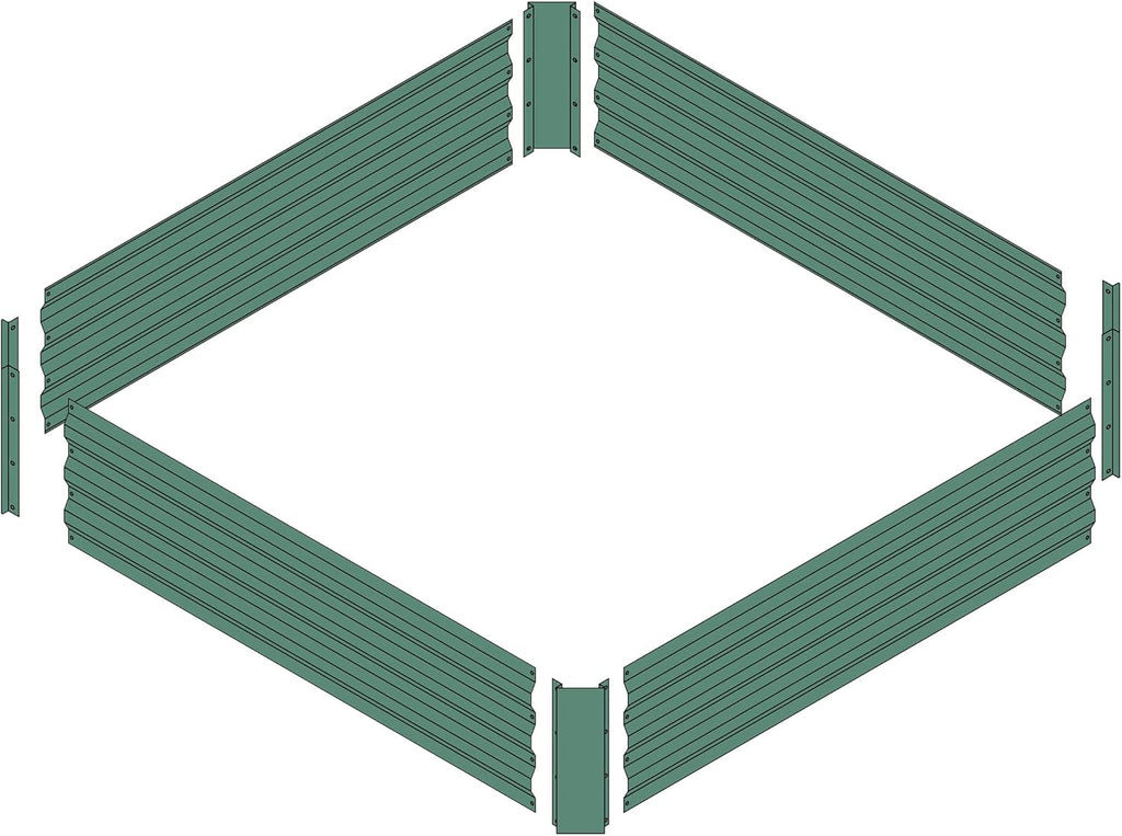 4x4x1ft Metal Raised Garden Bed Kit，Galvanized Garden Bed Box for Vegetables, Flowers, Herbs, and Succulents,120 Gallon Capacity - Green