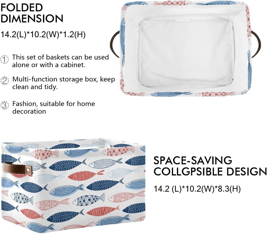 Fish Rectangular Storage Basket Organizer Bin Shelf Baskets For Clothes Gifts For Home Office Dorm