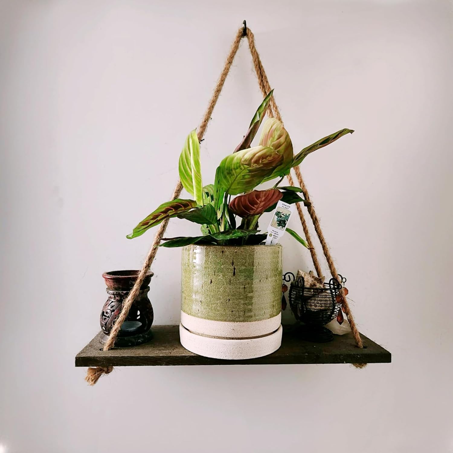 6 Inch Plant Pots, Ceramic Planter Pot with Drainage Hole & Saucer, Indoor/Outdoor Cylinder Round Planter Pot, Green & Beige