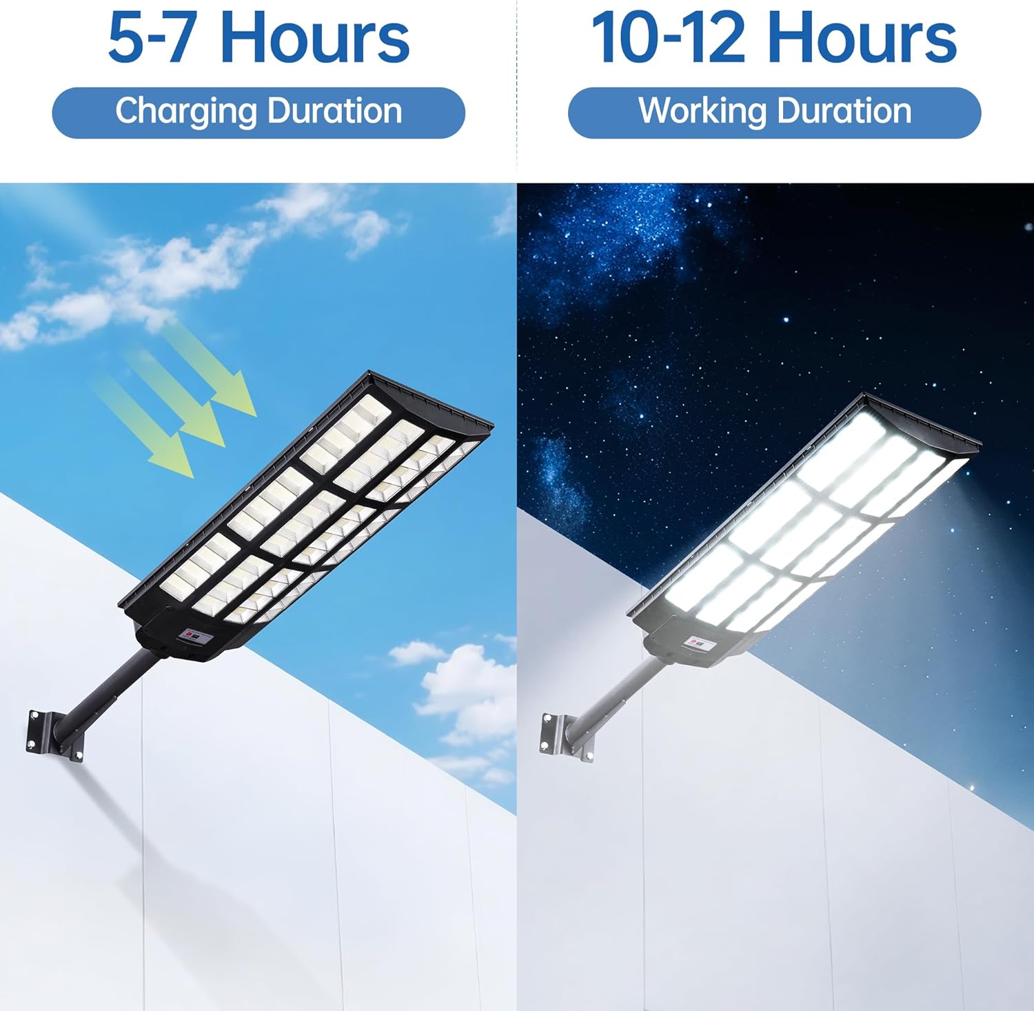 10000W Solar Street Lights Outdoor – 7000K LED Solar Lights Waterproof Dusk to Dawn with Motion Sensor & Remote, Commercial Solar Powered Parking Lot Lights for Yard, Garage, Outside (1 Pack)