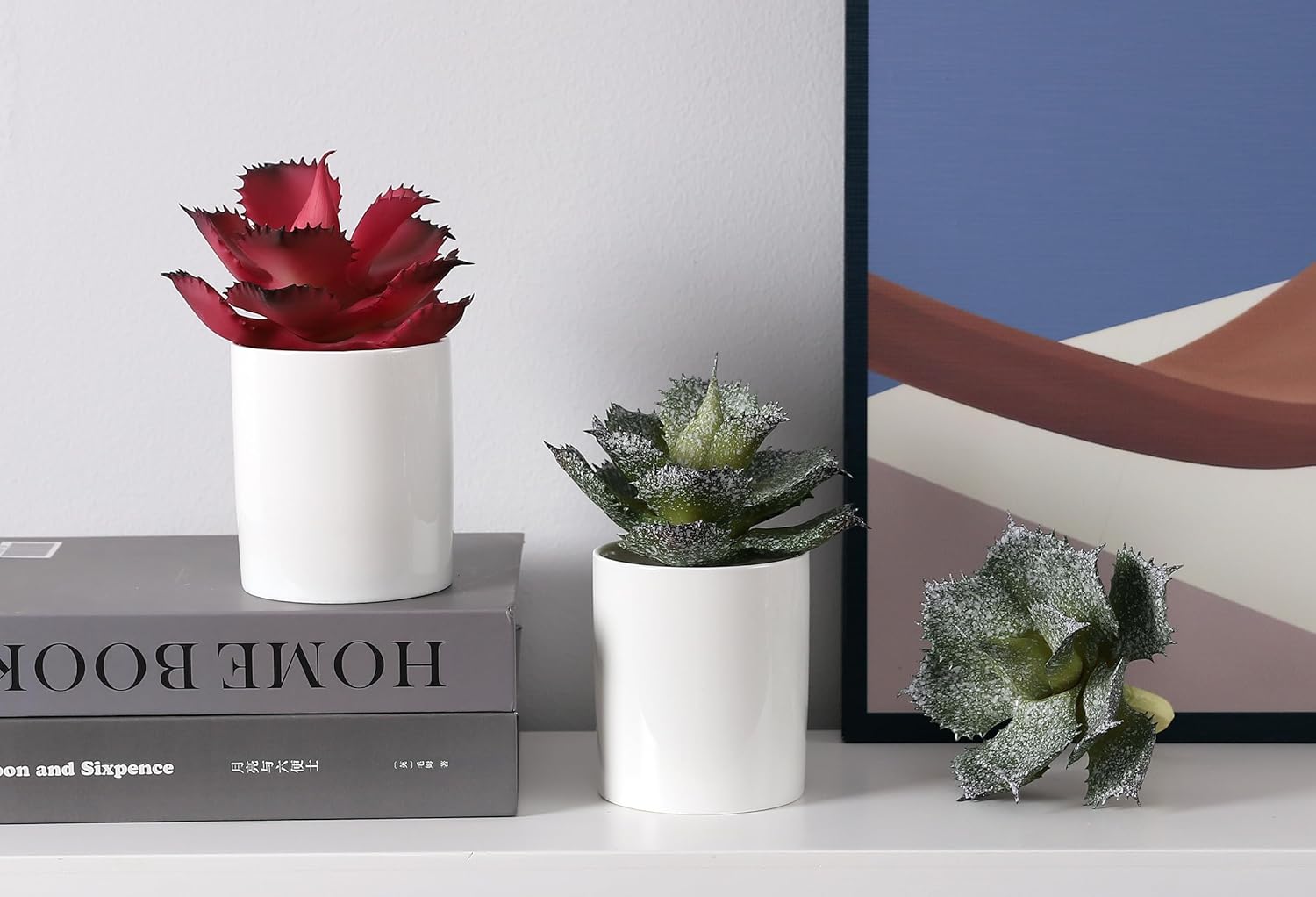 Duovlo Artificial Succulent Plant 5.15 Inch Faux Succulents Agave potatorum Flower Arrangement Craft Wall DIY Materials,Pack of 2 (Rose)