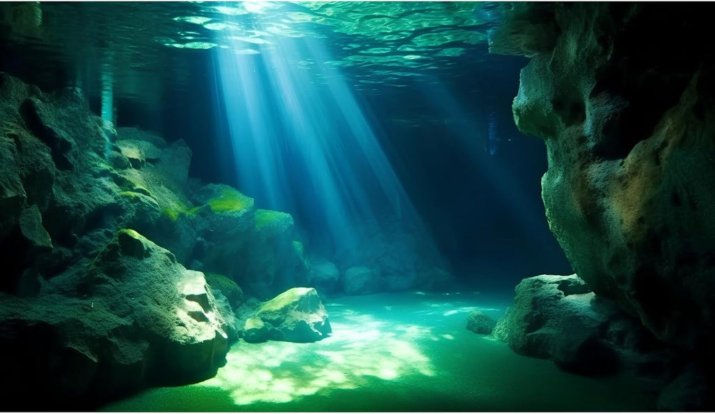 Underwater Fish Tank Background Under The Sea Cave Style Aquarium Background Ocean Floor Cave Sunlight Fish Tank Backdrop Tropical Fish Aquarium Terrarium Backgrounds Decorations 36x20in