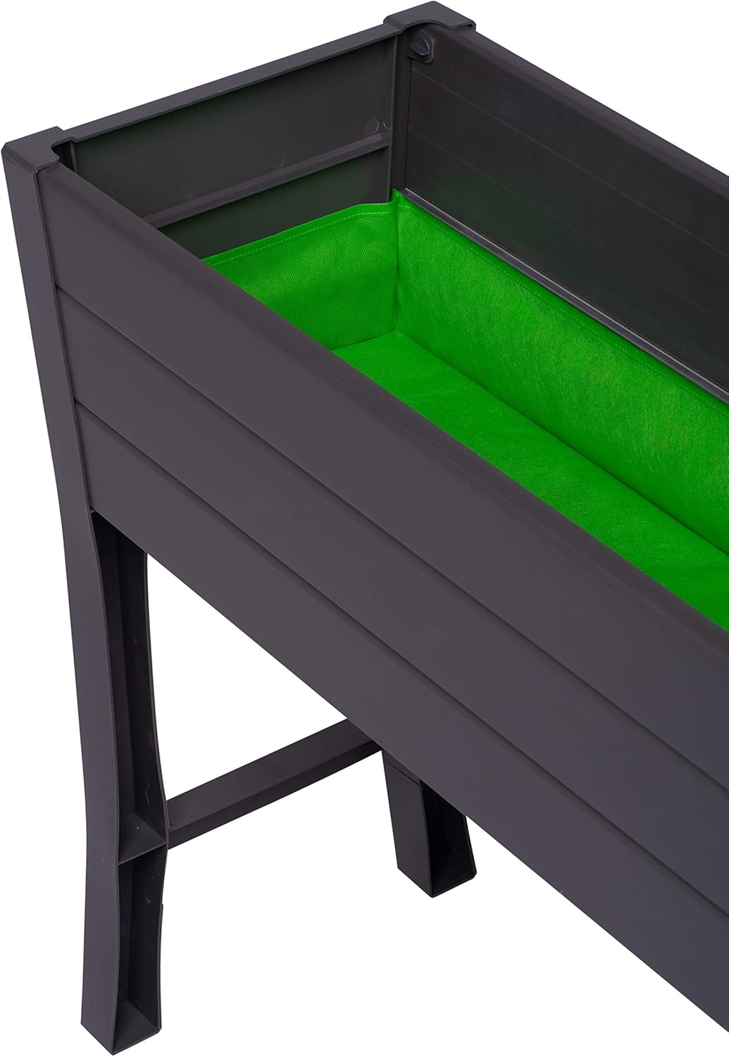 NuVue Products 26021 Outdoor Elevated Garden Bed for Growing Edible Plants and Flowers, BPA-Free Woodgrain Panel Elevated Planter Box, 35.5” L x 15” W x 32” H, Dark Gray