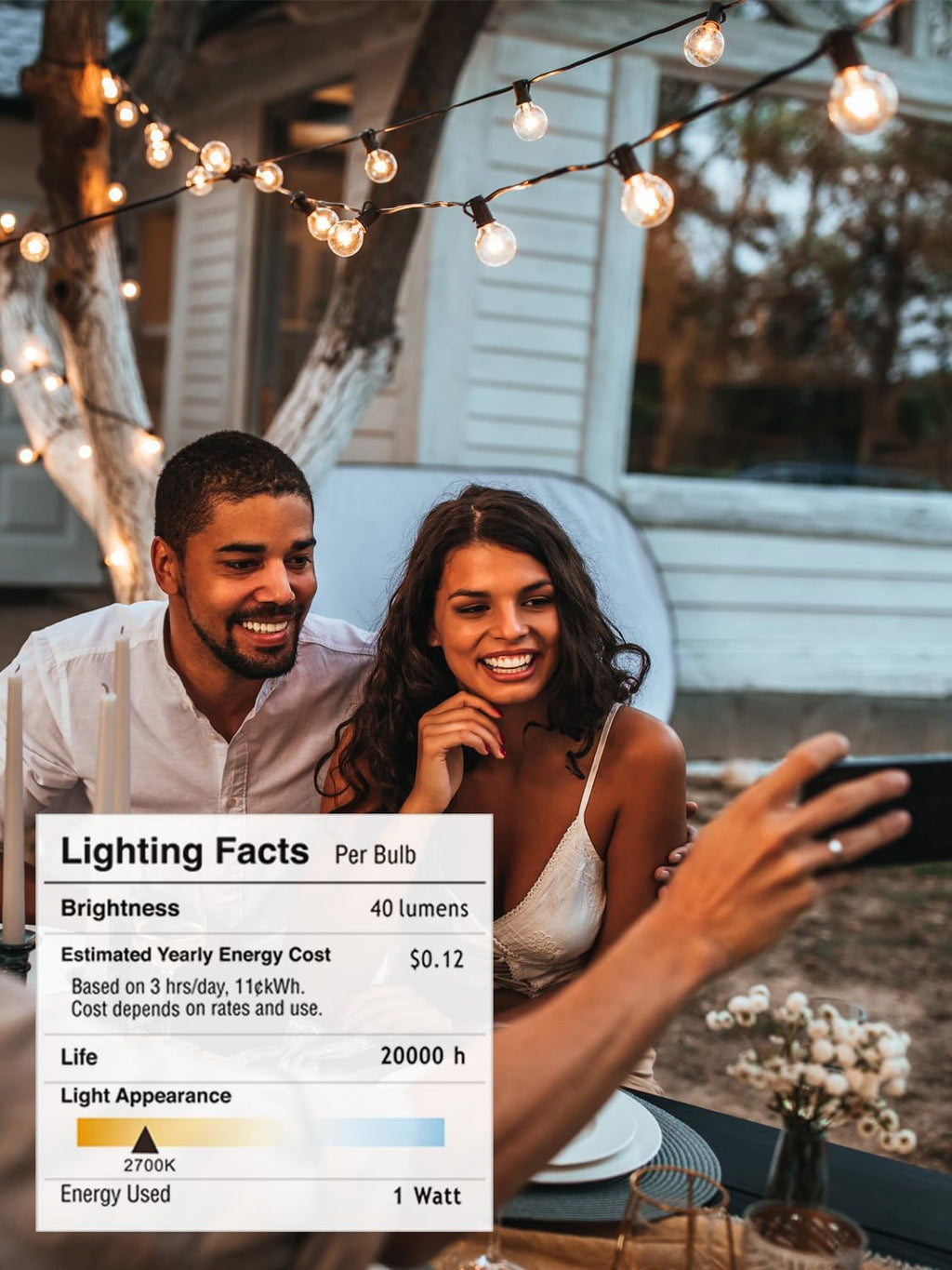 DAMAING Outdoor String Lights 400FT Patio Lights with 208 shatterproof G40 dimmable Globe LED Bulb, Waterproof connectable Outdoor Lighting for Backyard Porch Balcony gazobo, 4-Pack 100FT,Black