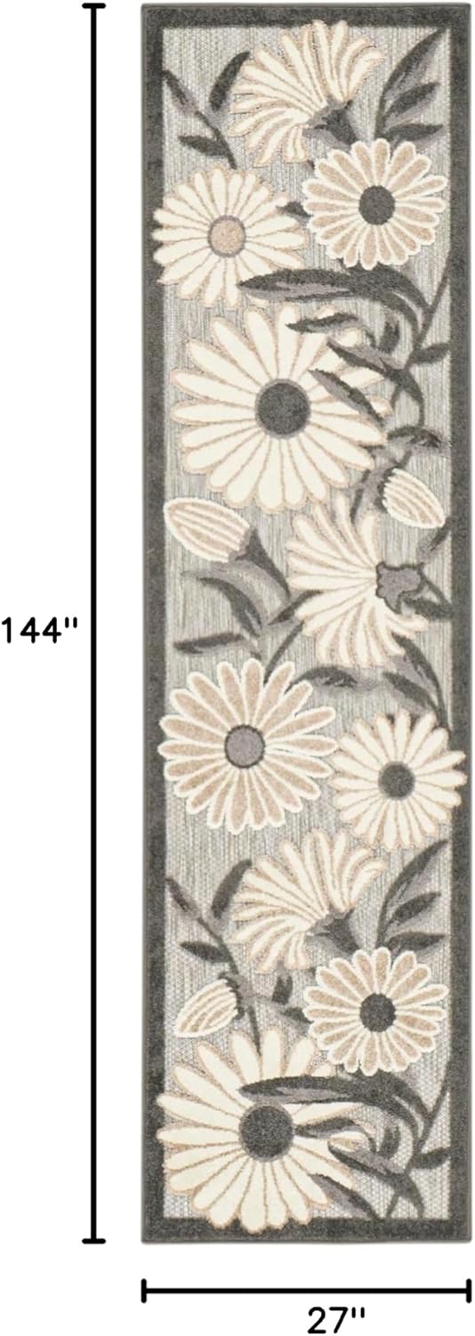 Nourison Home Aloha Outdoor Beige 2'3" x 12' Area Rug, Easy Cleaning, Non Shedding, Bed Room, Living Room, Dining Room, Deck, Backyard, Patio (2x12)