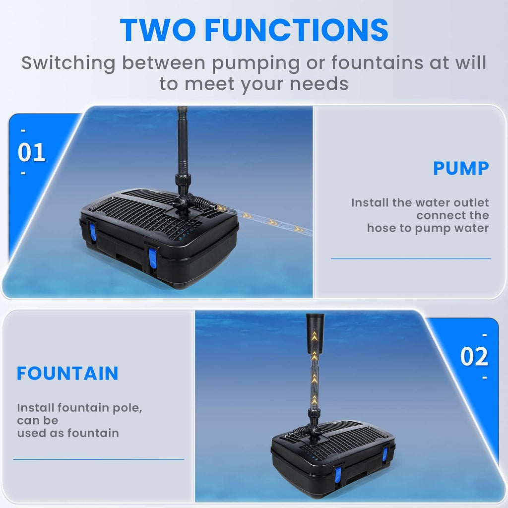 Anbull Pond Filter for Outdoor Ponds, 110V/57W 790GPH Submersible Water Fountain Pump, All-in-One Pond Filter System with 13W UV-C Lamp for Clearing Pond Garden Fish Tank Aquarium