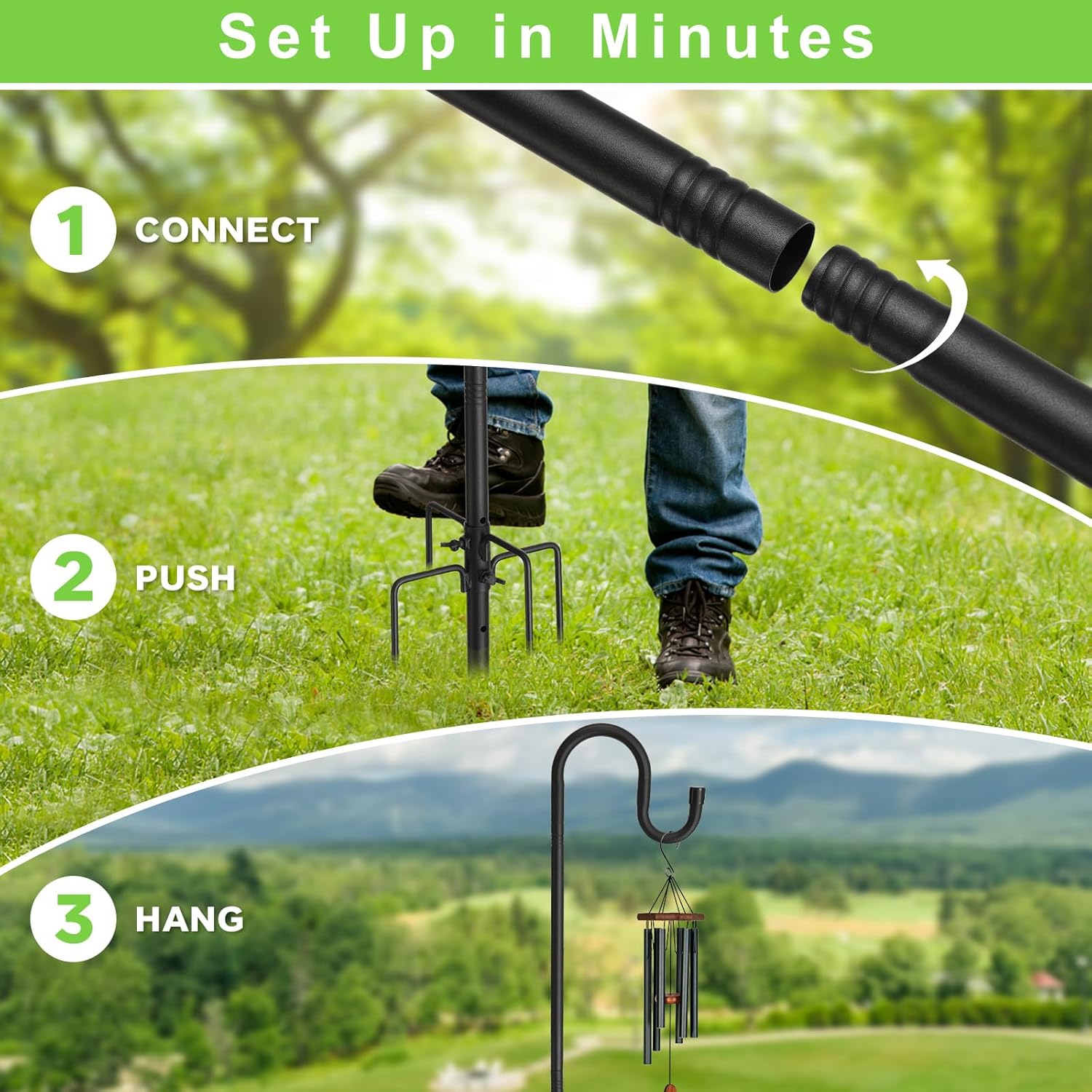 Bird Feeder Pole, 78" Shepherds Hooks for Outdoor, Hummingbird Feeders Stand Heavy Duty with Stable 5-Prong Base, Hanging Plant Shepherd Hook Hanger Stick for Outside Garden Yard Wedding