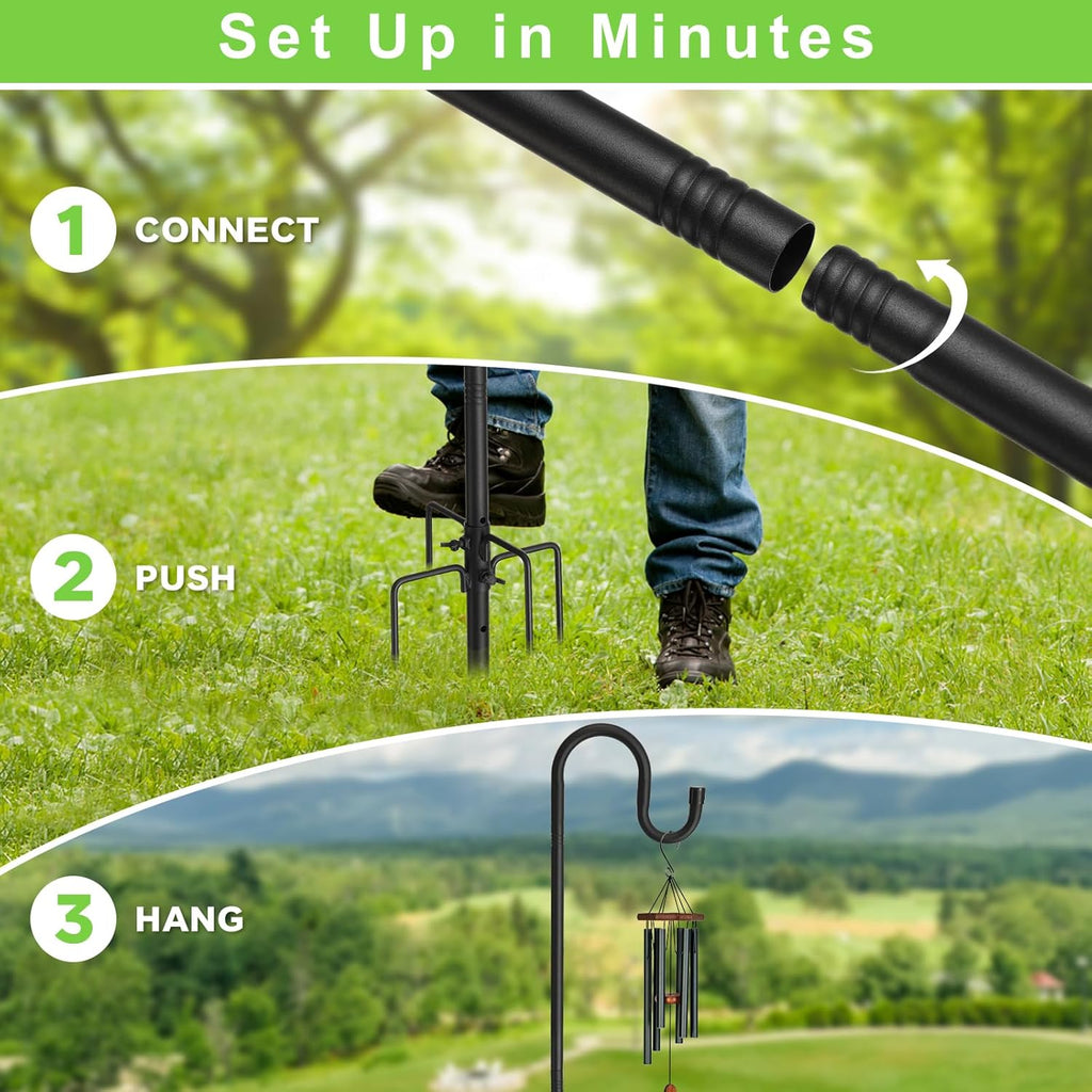 Bird Feeder Pole, 62" Shepherds Hooks for Outdoor, Hummingbird Feeders Stand Heavy Duty with Stable 5-Prong Base, Hanging Plant Shepherd Hook Hanger Stick for Outside Garden Yard Wedding